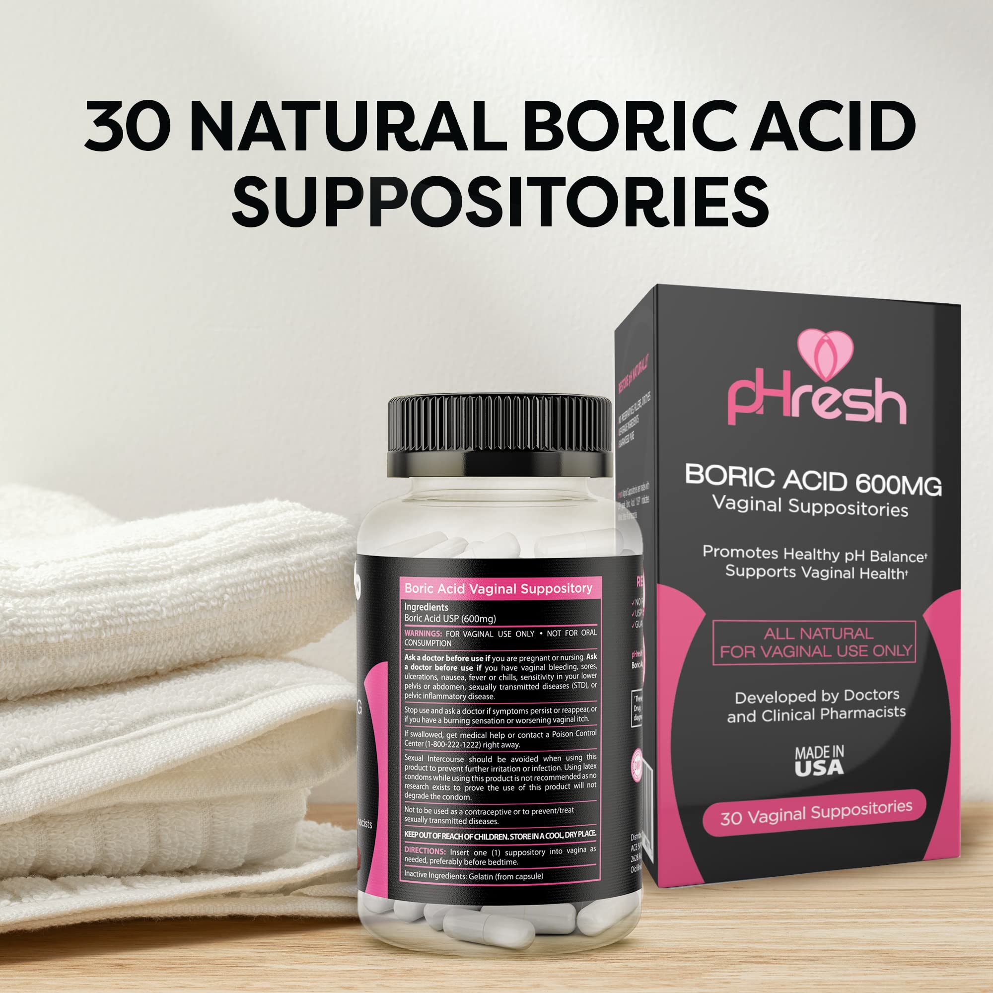 ACE NUTRITION pHresh Boric Acid Suppositories for Women, Suppositories for Odor Use ACE NUTRITION Au supplements