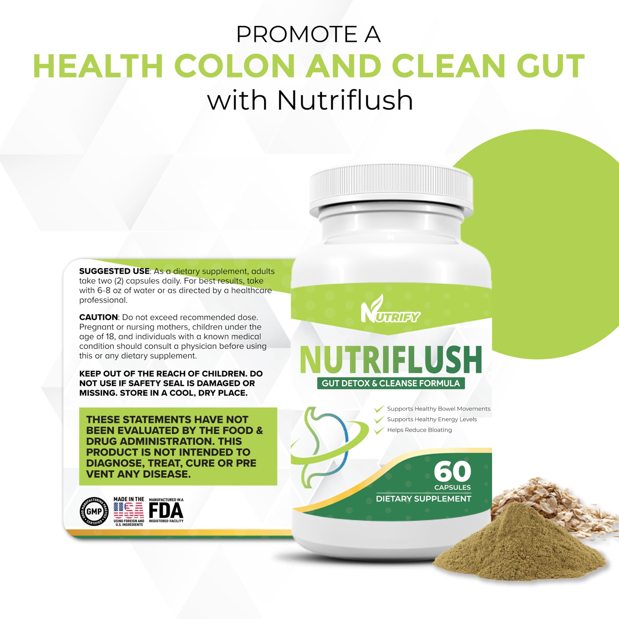 NutriFlush - Powerful Colon Support & Gut Cleanse Formula, High Absorption, GMO Free, Made in USA Generic Au supplements