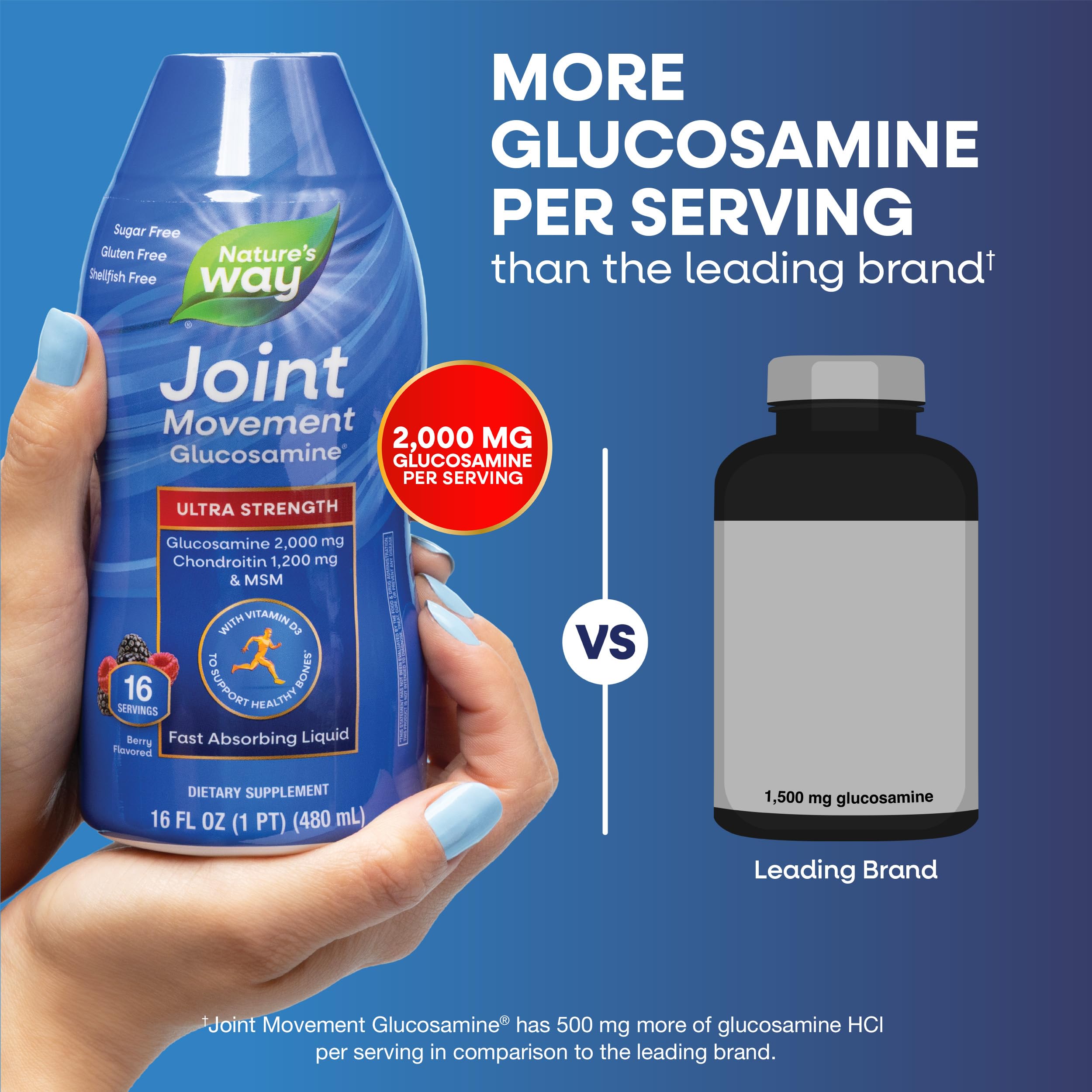 Nature's Way Joint Movement Glucosamine Fast Absorbing Liquid, Ultra Strength, Supports Healthy Bones*, Liquid Glucosamine Chondroitin, MSM with Vitamin D3, Berry Flavored, 16 Fl Oz Nature's Way Au supplements