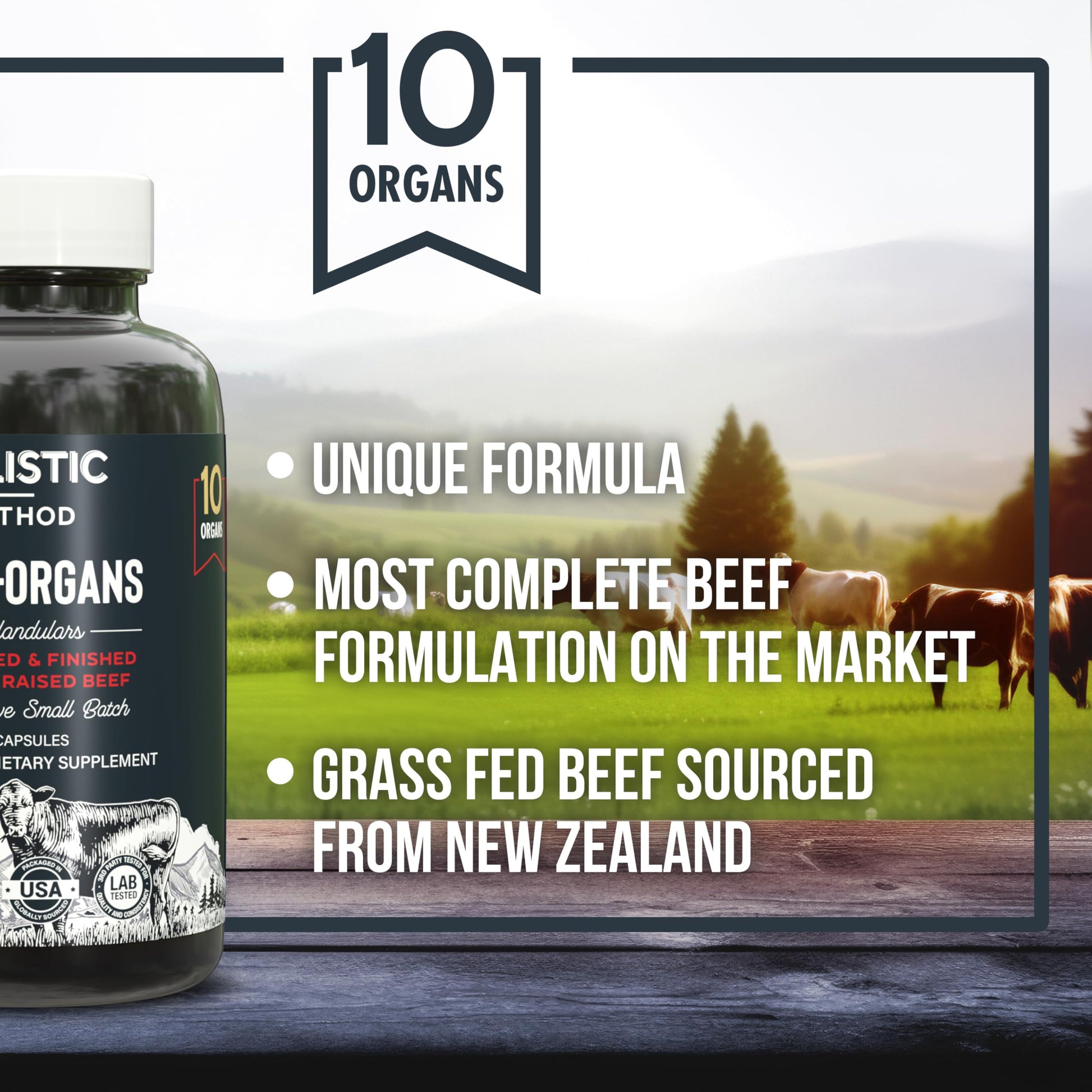 Beef Organ Supplement Complex - 10 Carnivore Grass Fed Proprietary Blend of Liver, Marrow, Brain, Thymus, Spleen, Kidney, Colostrum, Heart, Pancreas, Gallbladder - 180 Caps Carnivore Method Au supplements