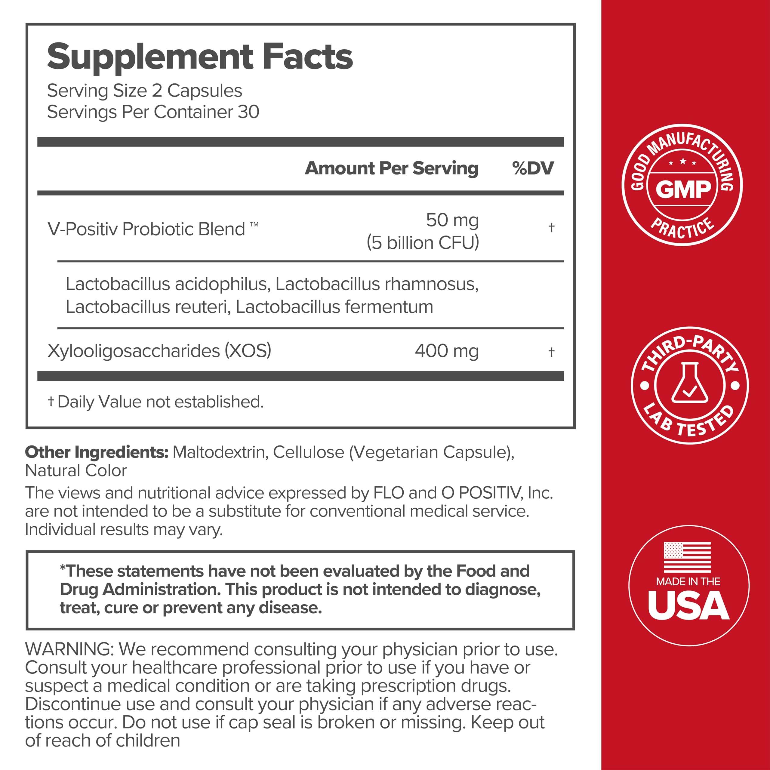 URO Vaginal Probiotics for Women pH Balance with Prebiotics & Lactobacillus Probiotic Blend O Positiv Au supplements