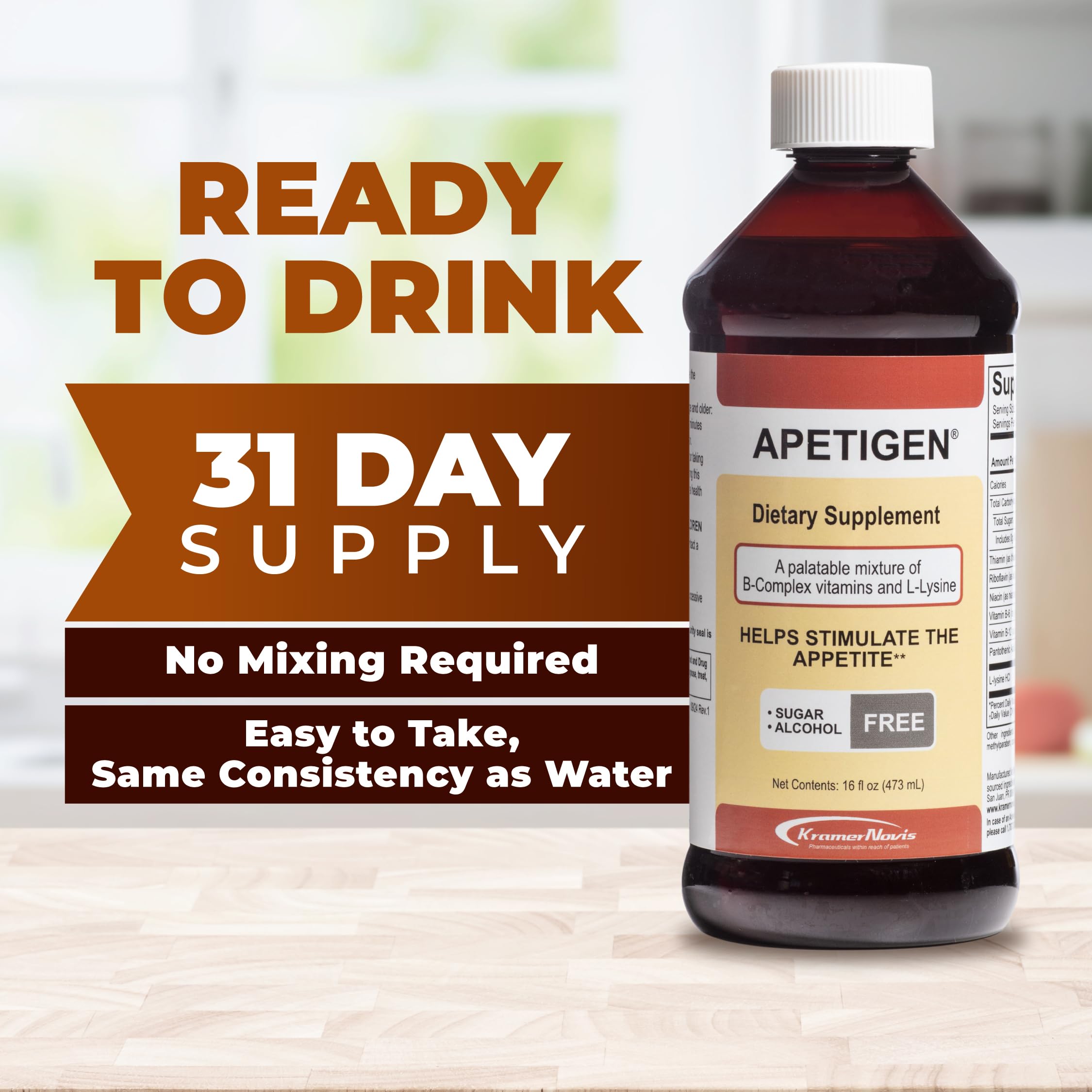Apetigen Appetite Stimulant for Kids & Adults – Vitamin B-Complex with L-Lysine Liquid – Sugar Free Weight Gain Supplement for Picky Eaters – Caramel Flavor, 16oz Apetigen Au supplements