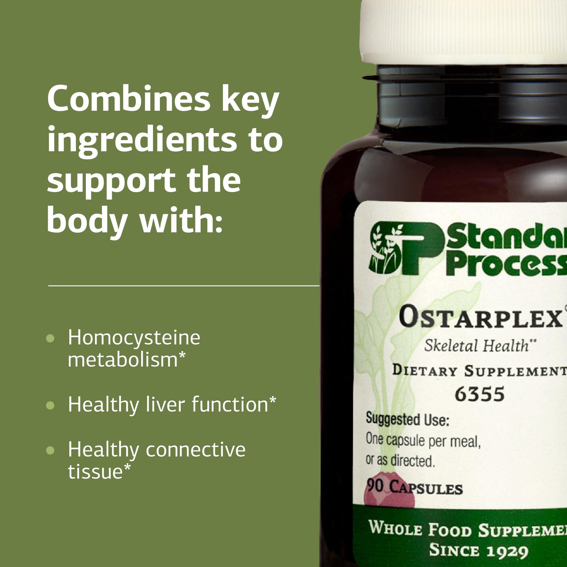 Standard Process Ostarplex - Dietary Supplement for Connective Tissue Health - Aids Liver Health & Function - Contains Vitamin B6 - Non-Dairy - 90 Capsules (90 Servings) Standard Process Inc. Au supplements