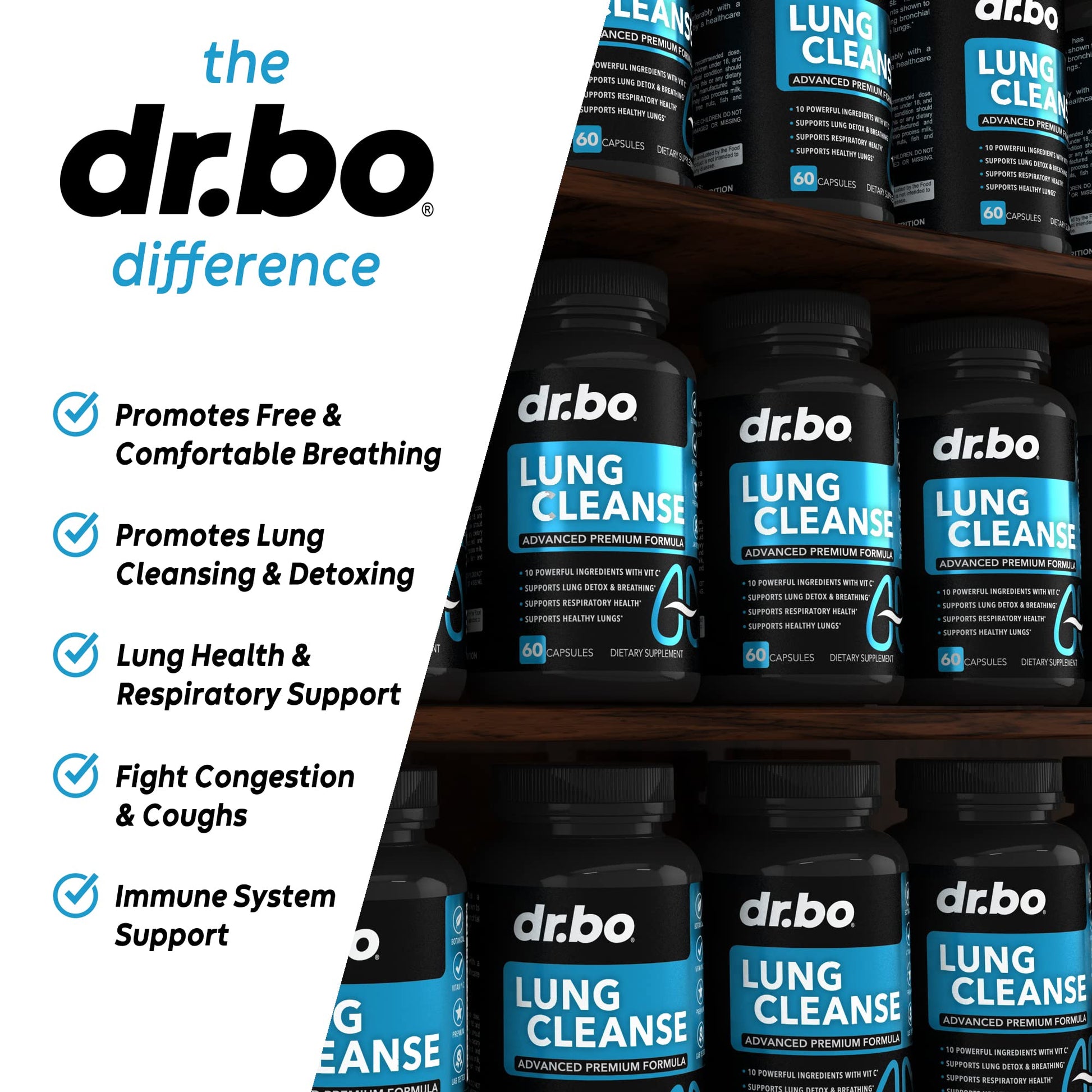 Lung Cleanse Support Supplement - Respiratory Supplements to Quit & Stop Smoking Aids - Herbal Detox for Lungs & Bronchial Health - Smokers Cleanser Breathe Aid for Mucus Clear Relief - 60 Capsules DR. BO Au supplements