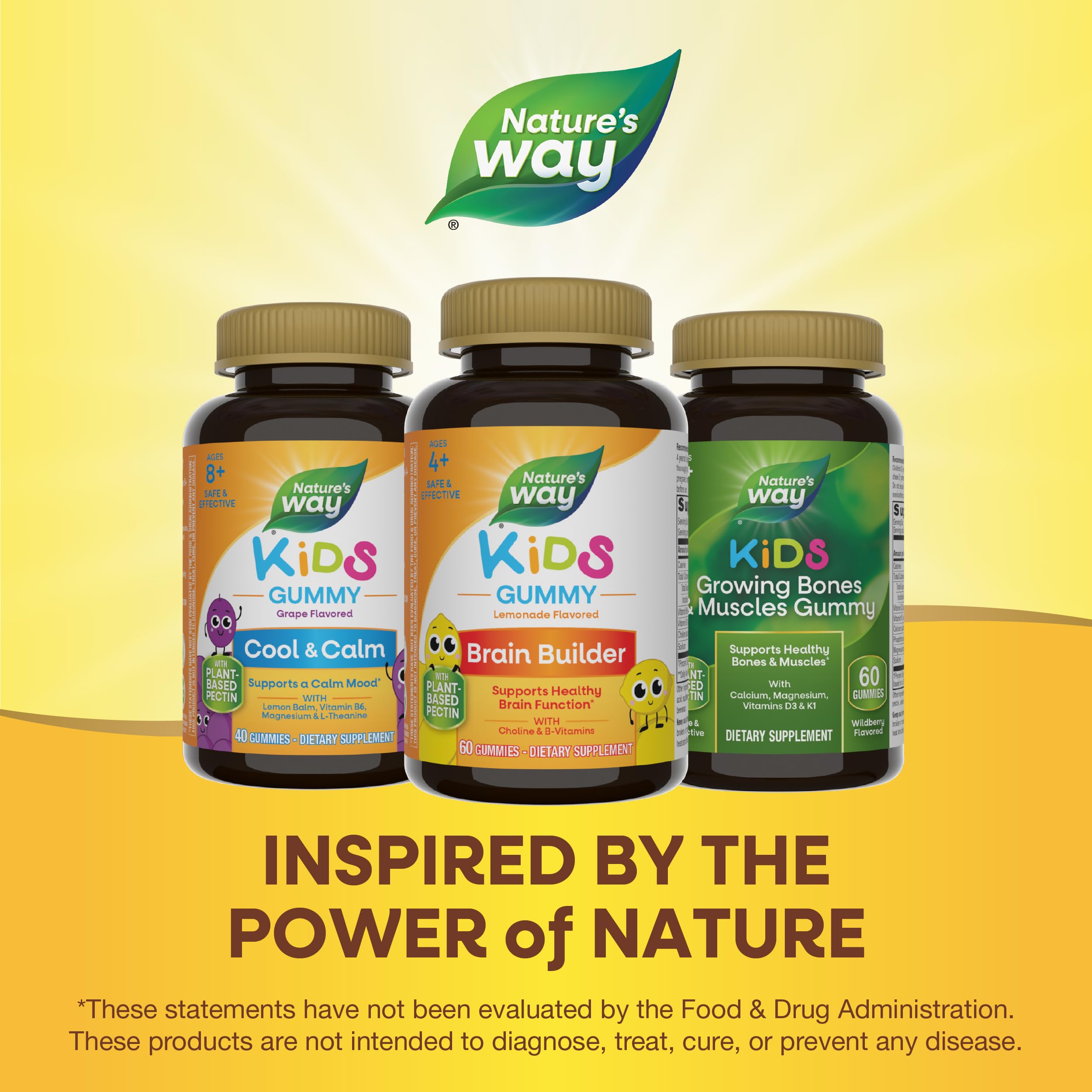 Nature's Way Kids Brain Supplement Gummies, Supports Healthy Brain Function*, Lemonade Flavored, 60 Gummies Nature's Way Au supplements