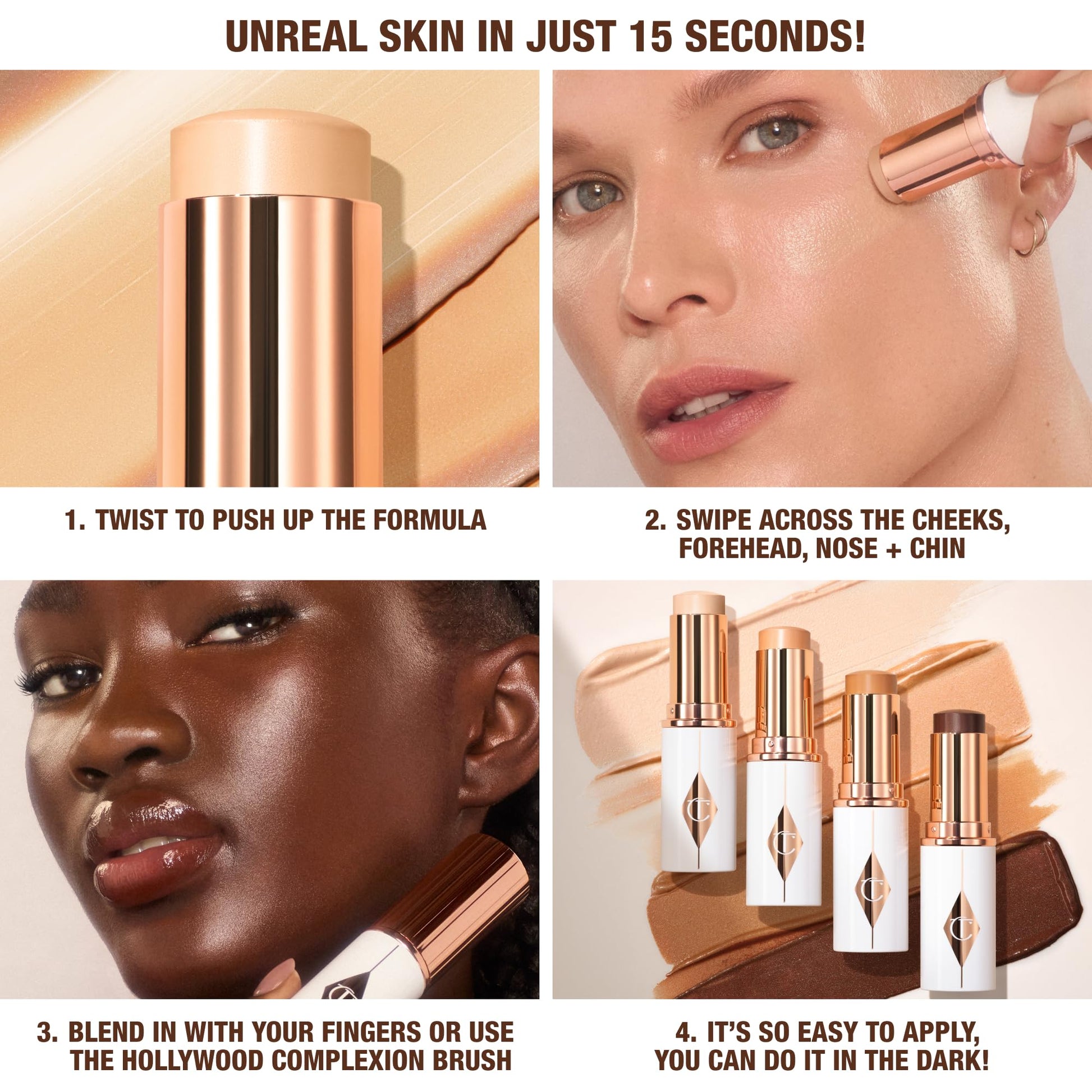 Charlotte Tilbury Unreal Skin Tint & Sheer Glow Hydrating Foundation Stick - Cream Foundation Makeup with Sheer-to-Light Coverage & a Buildable Formula - Blurring, Smoothing & Nourishing - 3 Fair Charlotte Tilbury Au supplements