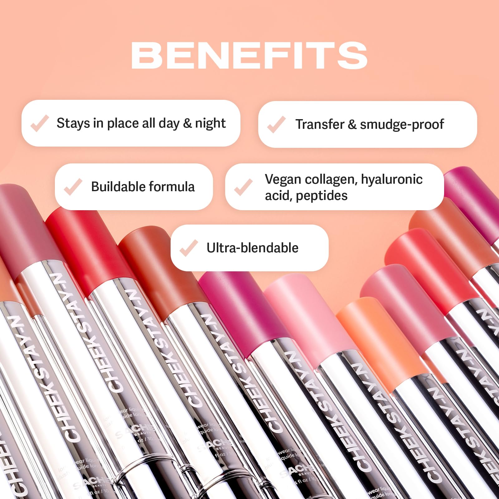 Sacheu Cheek STAY-N Liquid Blush for Cheeks — High Pigment, Buildable, Lightweight Cream Blush for Dewy & Radiant Flushed Cheeks — Long-lasting & Cruelty Free, I'm Guilty Sacheu Au supplements