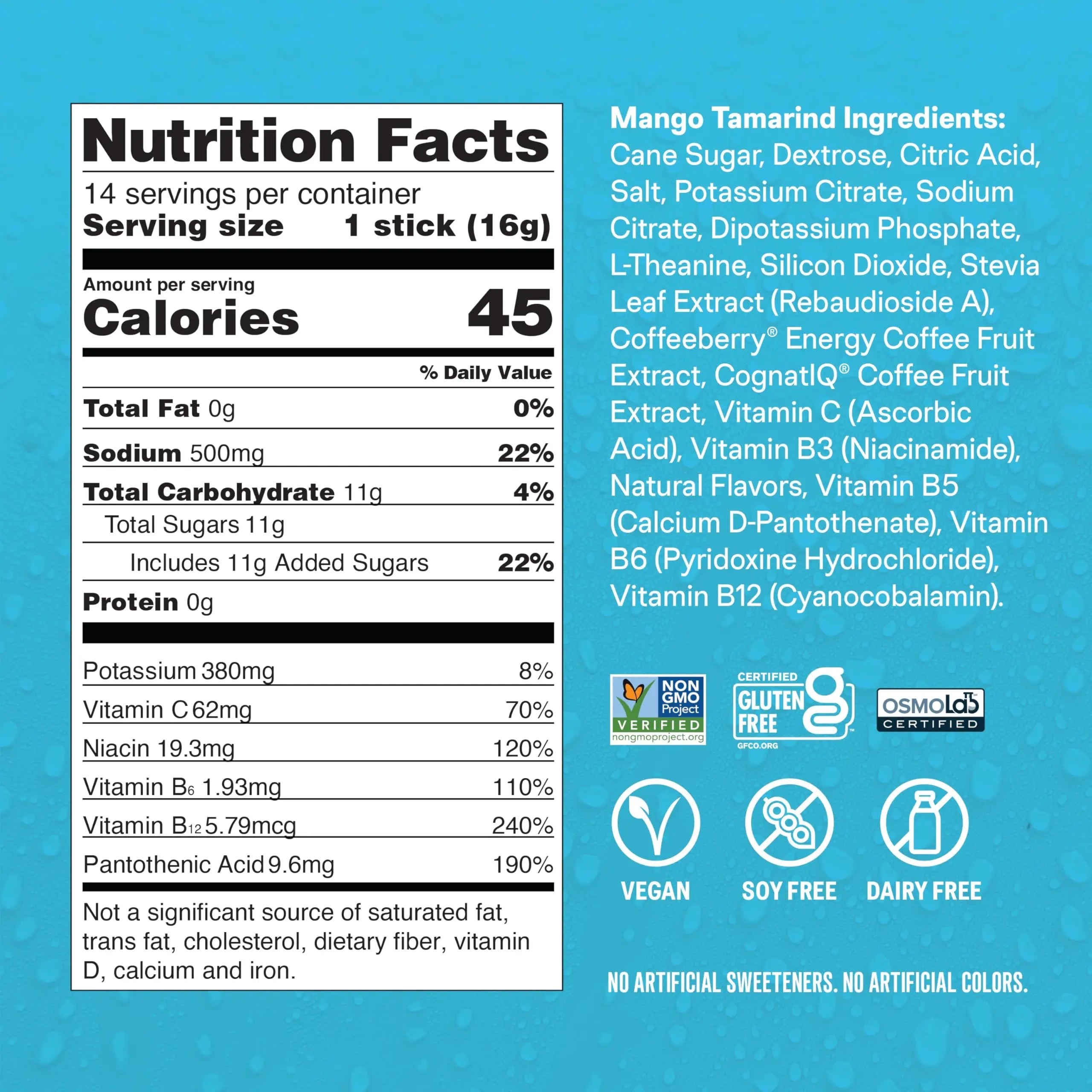 Liquid I.V.® Hydration Multiplier +Energy - Mango Tamarind | Electrolyte Powder Drink Mix | 1 Pack (14 Servings) Liquid I.V. Au supplements