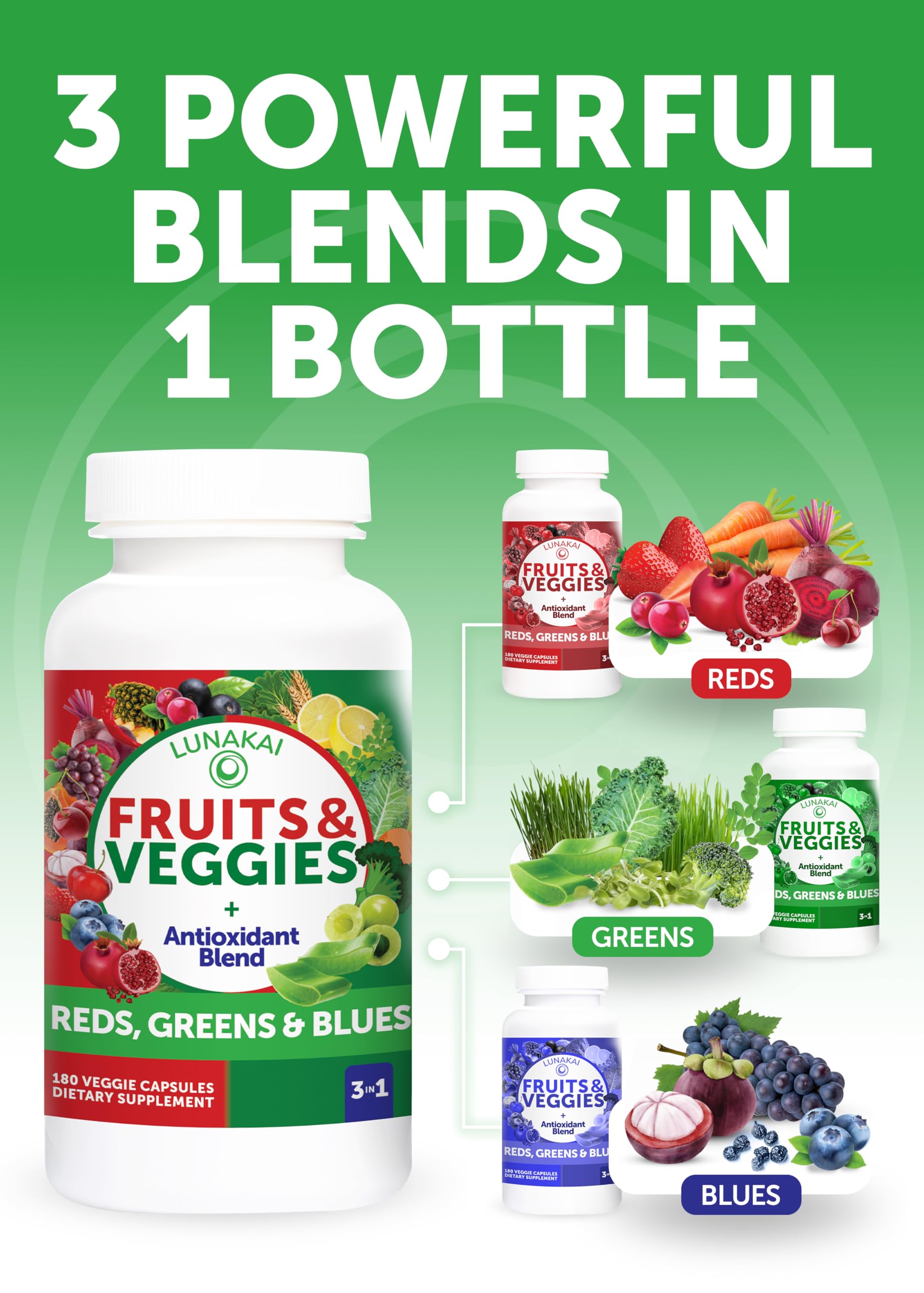 Lunakai USA Made Superfood Fruits & Veggies Supplement & Irish Sea Moss Bundle with 4 Blends, Black Seed Oil & Ashwagandha for Immune & Wellness Support Lunakai Au supplements
