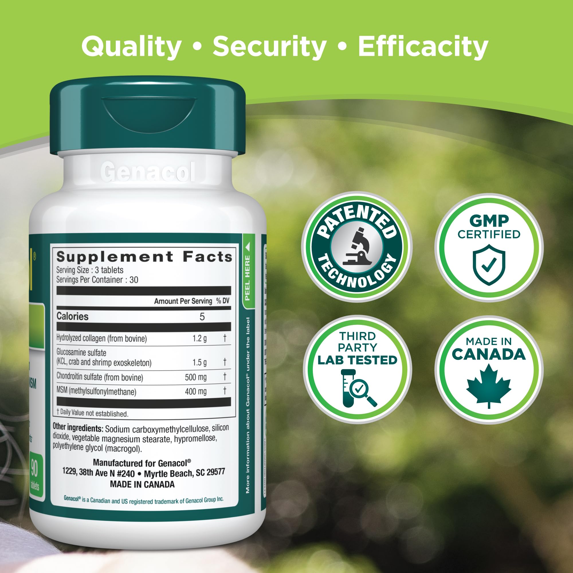 Genacol Optimum – Glucosamine, Chondroitin, MSM and Ultra-Hydrolyzed Collagen Tablets, Maintains Healthy Joints, Protects & Lubricate Cartilage, 90 Tablets (30-Day Supply) Genacol Au supplements