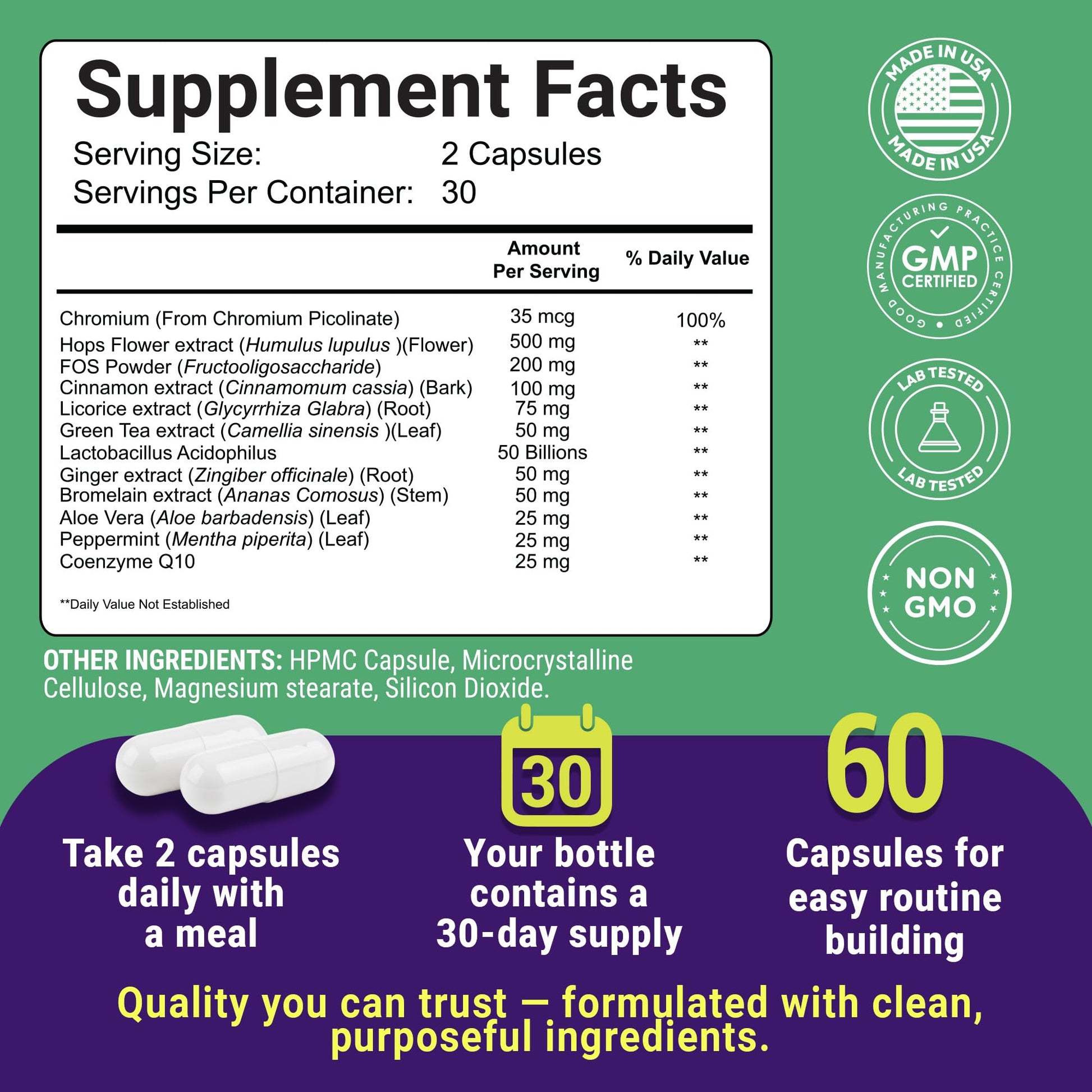Uncle Scientist GLP-1 Probiotic Dietary Supplement, Supports Healthy Appetite and Metabolic Function - Chromium, Green Tea, Cinnamon, Probiotics & Herbal Blend, 60 Capsules (30-Day Supply) Uncle Scientist Au supplements