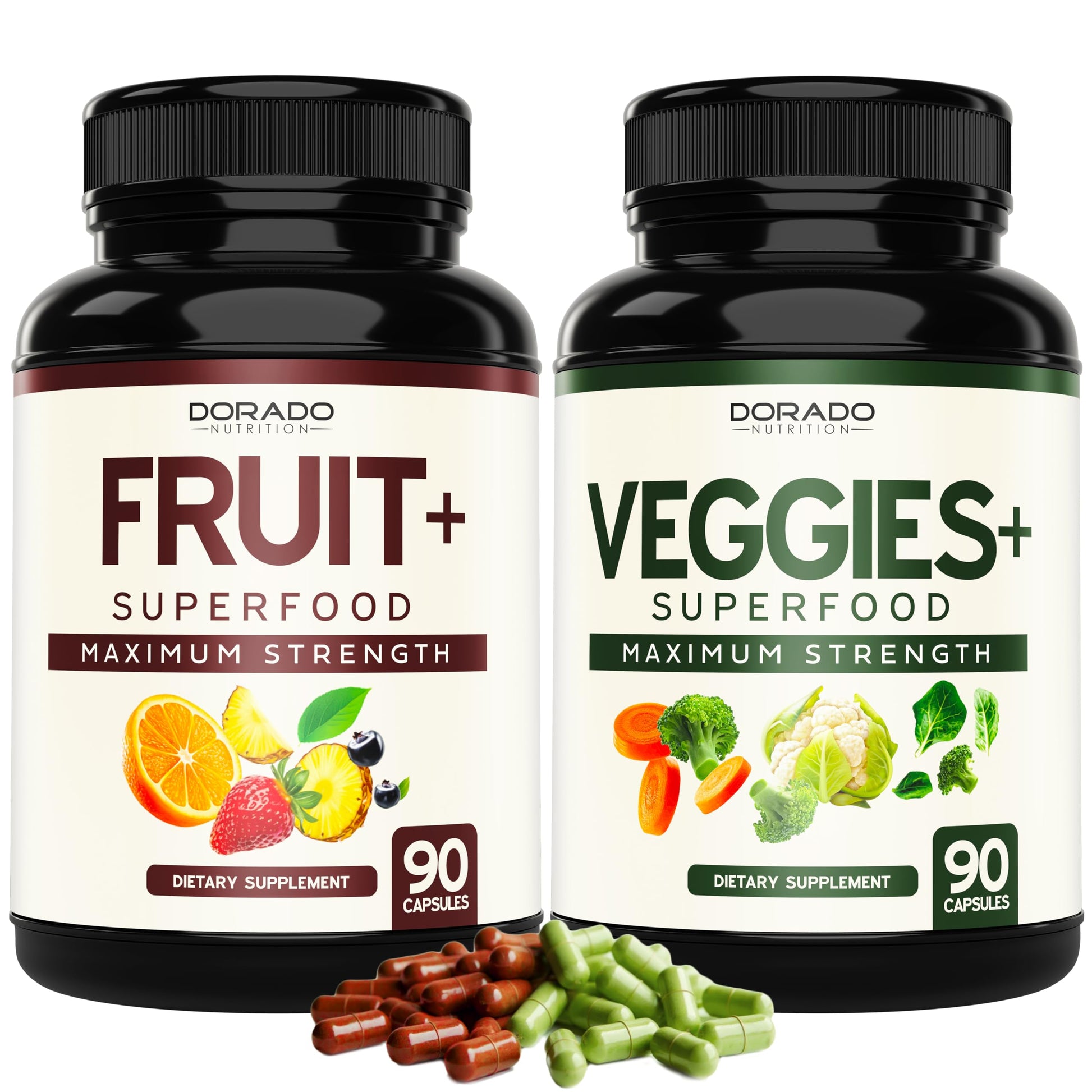 Fruit and Veggies Supplement (180 Capsules) Superfood Fruits and Vegetables Supplements for Adults - Premium Super Food for Energy and Immune Support - Veggies Capsules - Non-GMO & Vegan - USA Made DORADO NUTRITION Au supplements