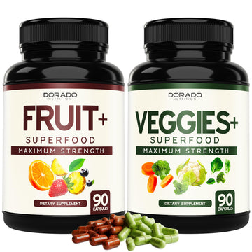 Fruit and Veggies Supplement (180 Capsules) Superfood Fruits and Vegetables Supplements for Adults - Premium Super Food for Energy and Immune Support - Veggies Capsules - Non-GMO & Vegan - USA Made DORADO NUTRITION Au supplements