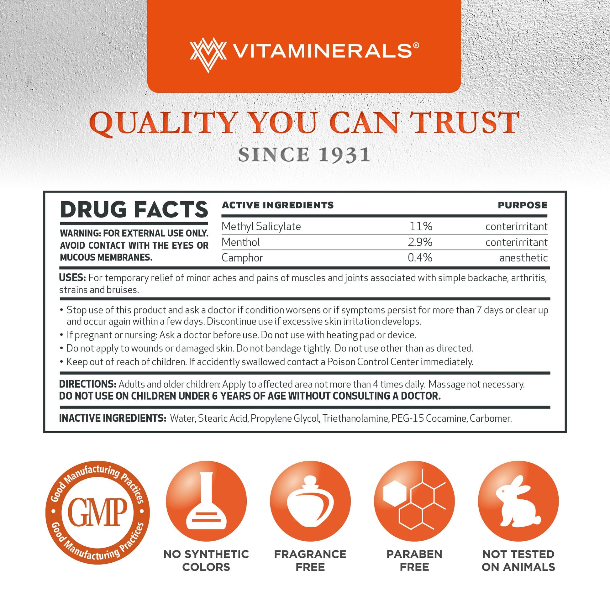 Vitaminerals 171 Glenalgesic® Pain Support Analgesic Balm, Muscle & Joint | Maximum Strength | Menthol | Camphor (8 oz) Vitaminerals Au supplements
