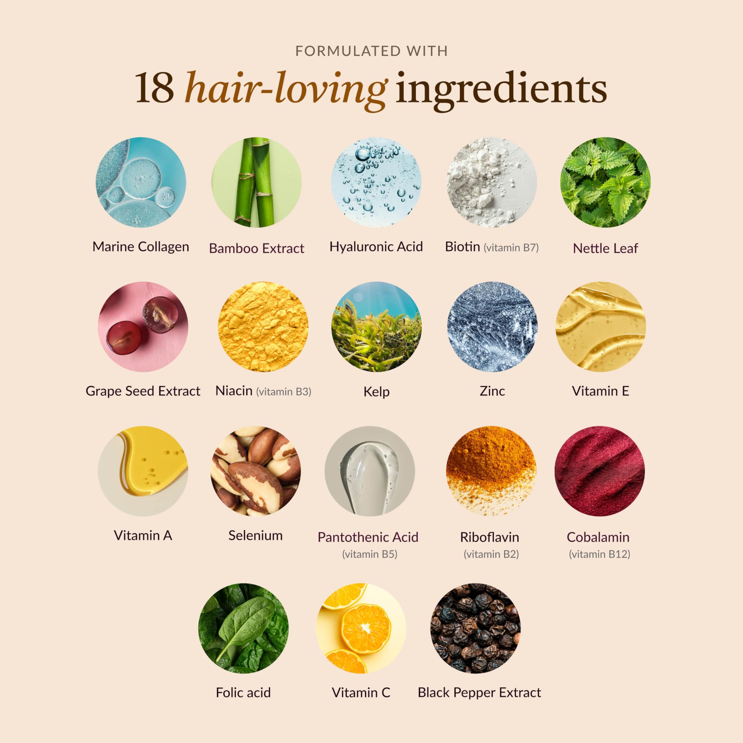 18-in-1 Hair Growth Supplement | Collagen, Hyaluronic Acid, Nettle, Silica, Biotin, Grape Seed Extract, Bamboo | Stronger, Thicker, Longer Hair – Supports Hair Volume, Shine, Scalp & Nail Health kailea Au supplements