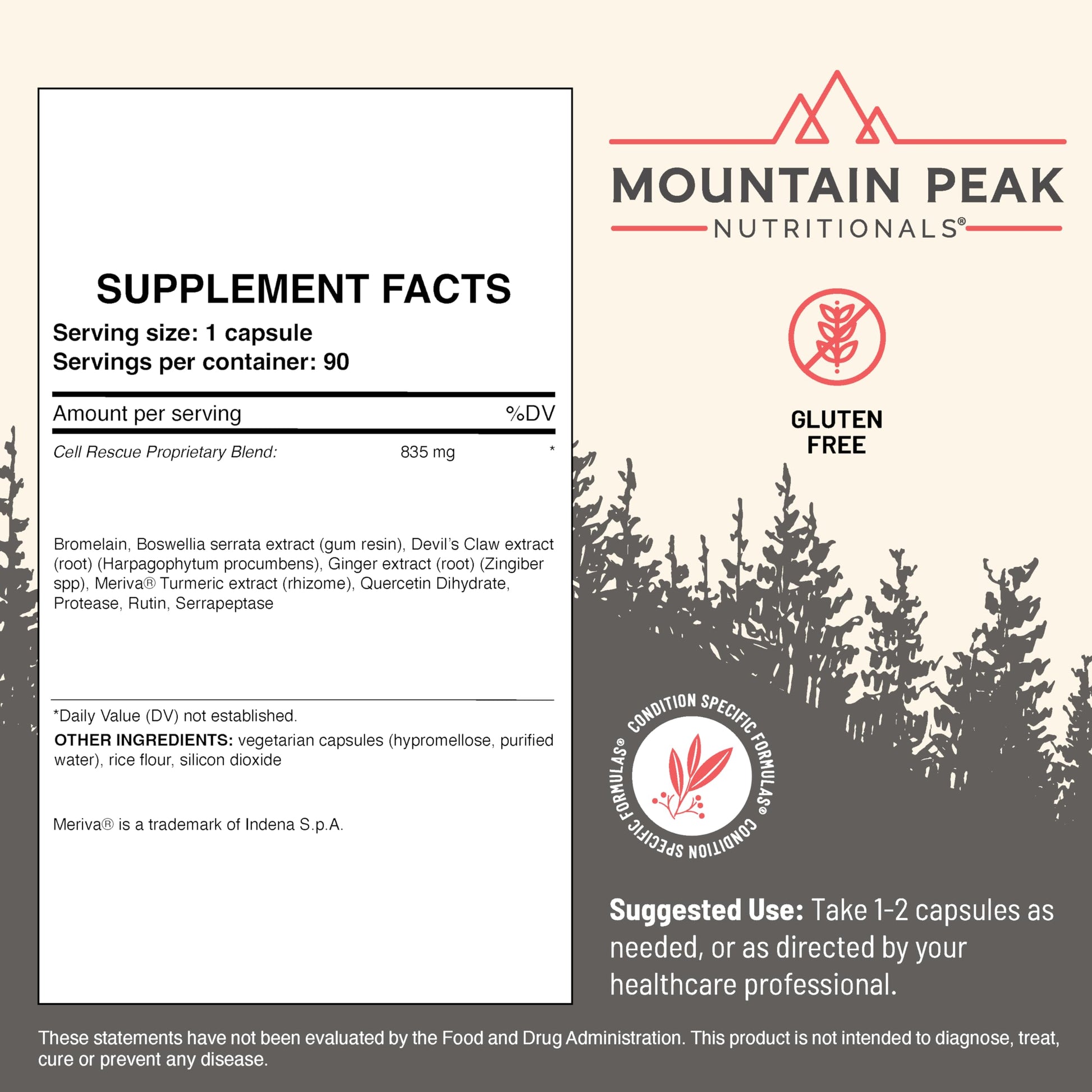Mountain Peak Nutritionals Cell Rescue - Antioxidant Immune Support Supplement with Turmeric, Ginger Root, and Bromelain - Supports Intestinal Health & Whole Body (90 Capsules) Mountain Peak Nutritionals Au supplements