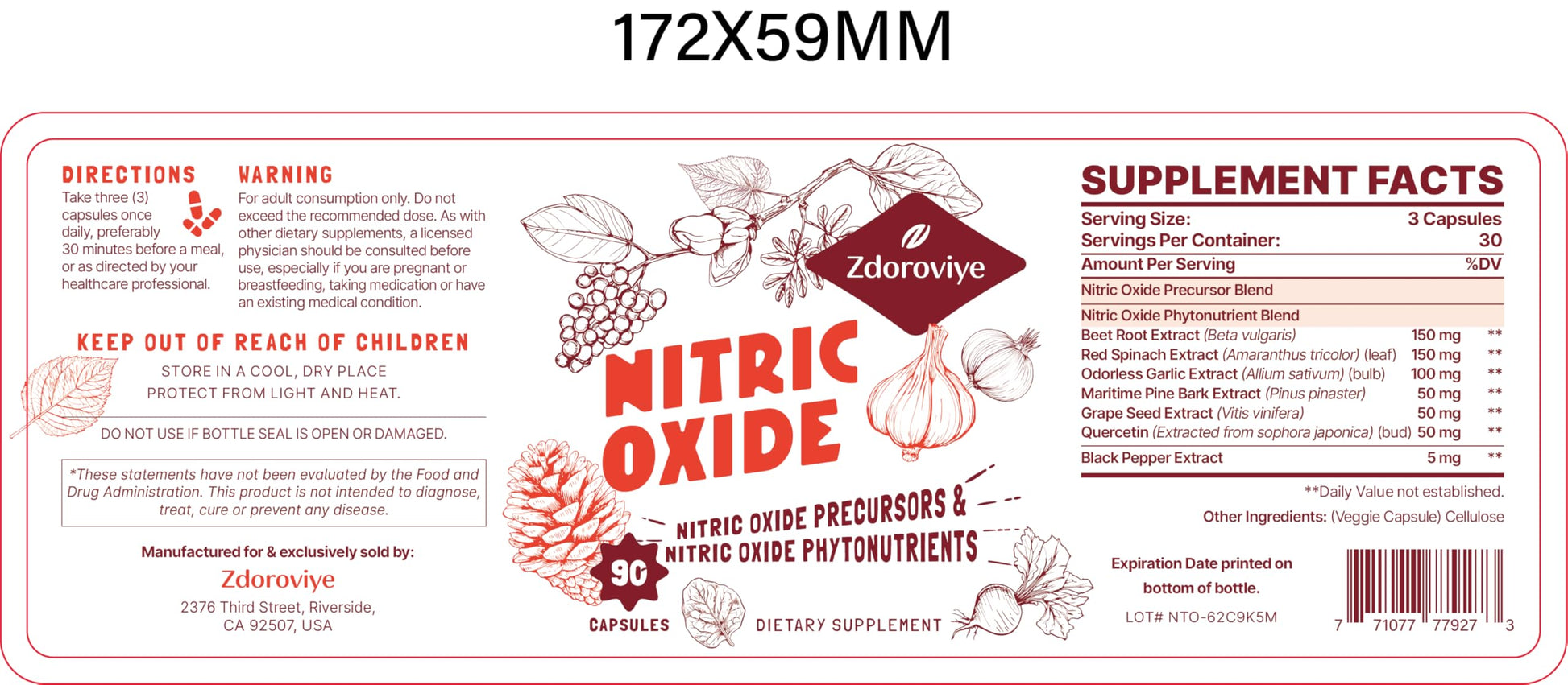 Zdoroviye Nitric Oxide Supplement for Men, 90 Capsules (2 Pack) Zdoroviye Au supplements