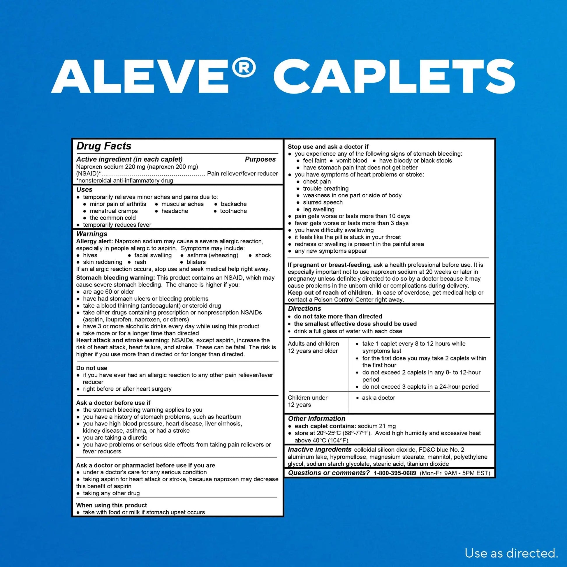 Aleve Pain Relief Naproxen Sodium Caplets ‐ 50 Count Aleve Au supplements