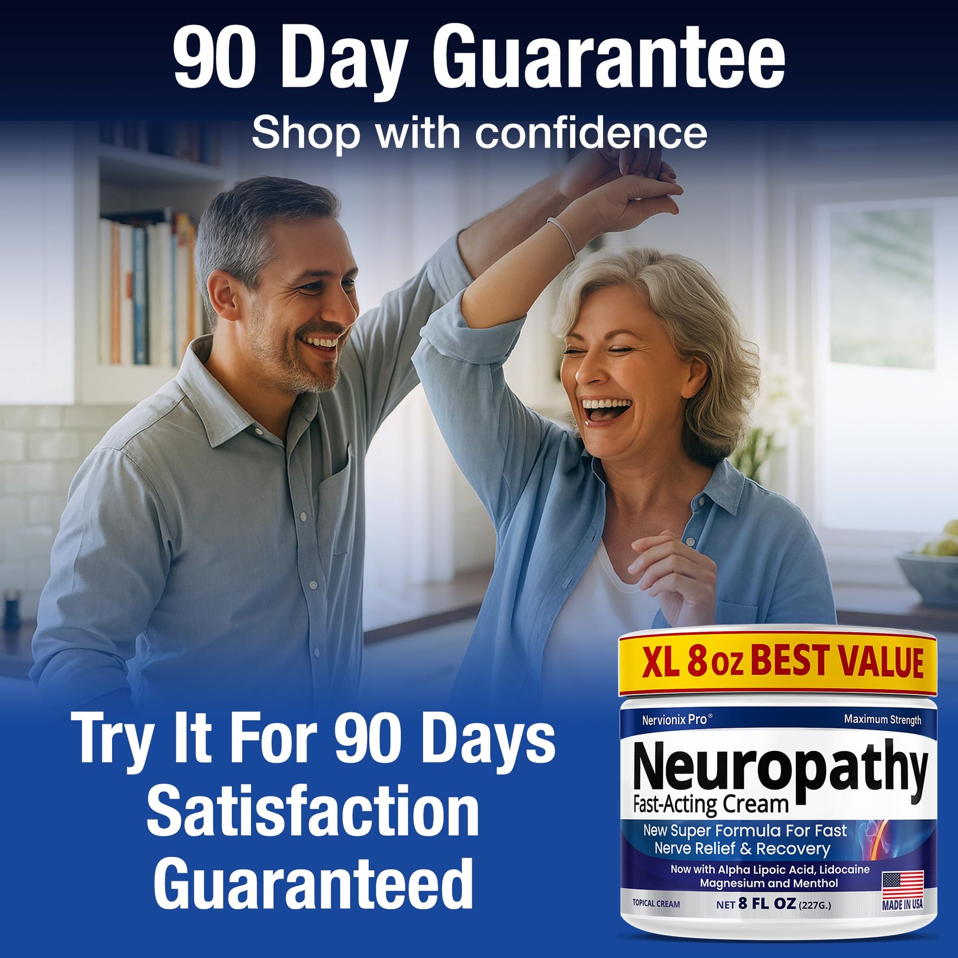 Neuropathy Nerve Relief Cream – Extra Large 8 oz – Maximum Strength for Feet Hands Legs Toes Back – Natural Ingredients Arnica Aloe Vera MSM Vitamins – Fast-Acting Soothing Relief – Super Value 8 oz Nuturna Au supplements
