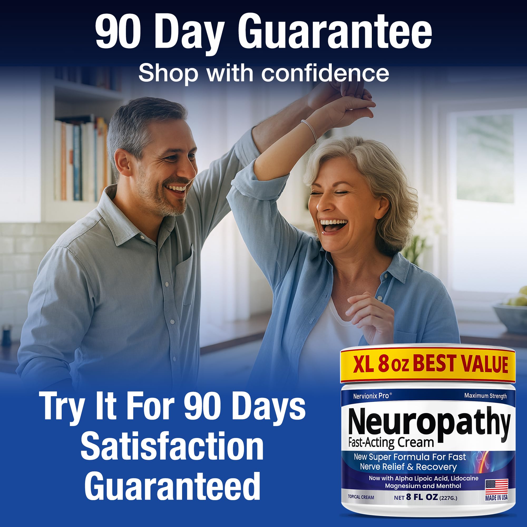 Neuropathy Nerve Relief Cream – Extra Large 8 oz – Maximum Strength for Feet Hands Legs Toes Back – Natural Ingredients Arnica Aloe Vera MSM Vitamins – Fast-Acting Soothing Relief – Super Value 8 oz Nuturna Au supplements