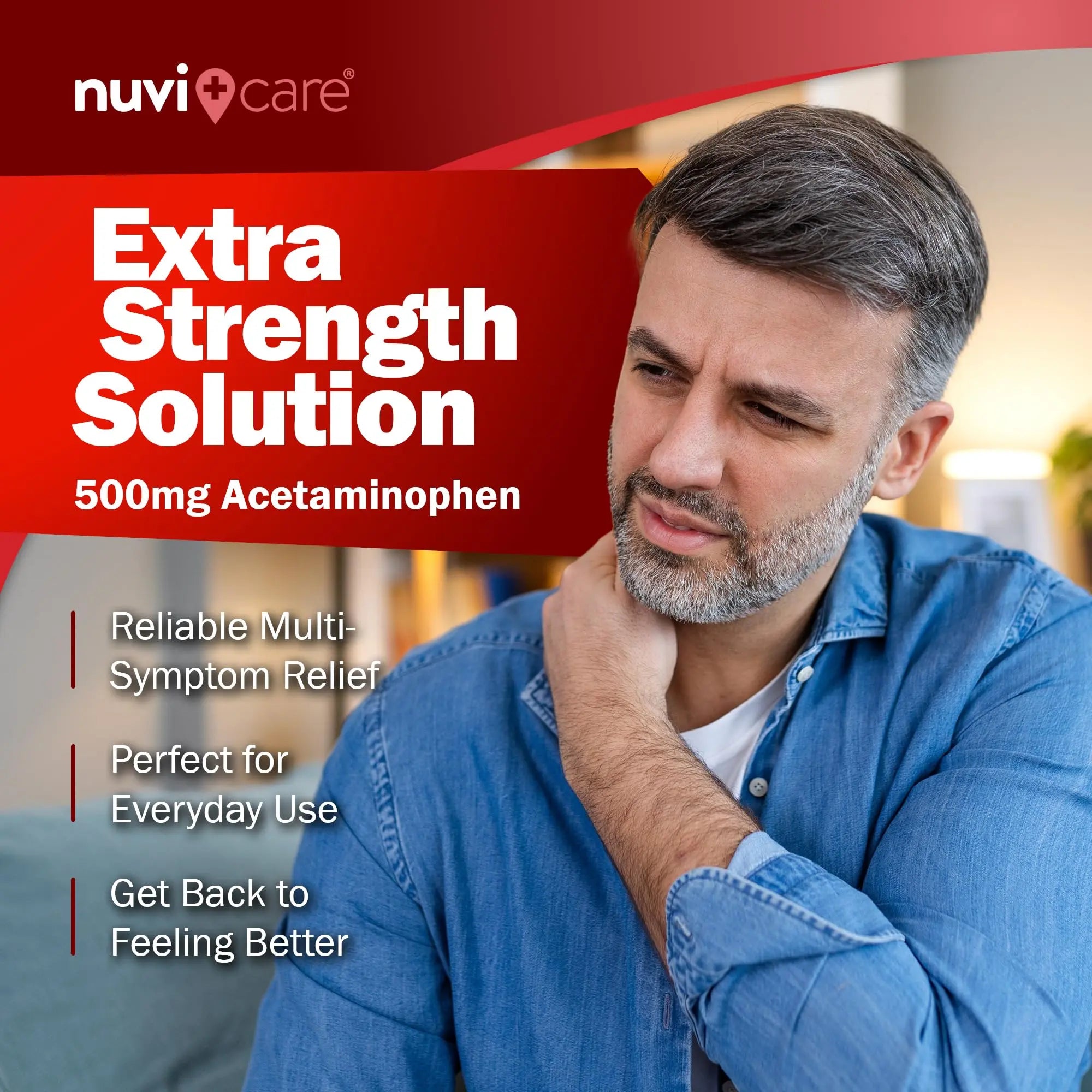 NUVICARE Acetaminophen 500mg Extra Strength Pain Relief - Compare to Tylenol Extra Strength Pain Reliever & Fever Reducer - 500mg Tablets for Adults for Headaches (100 Caplets) NUVICARE Au supplements