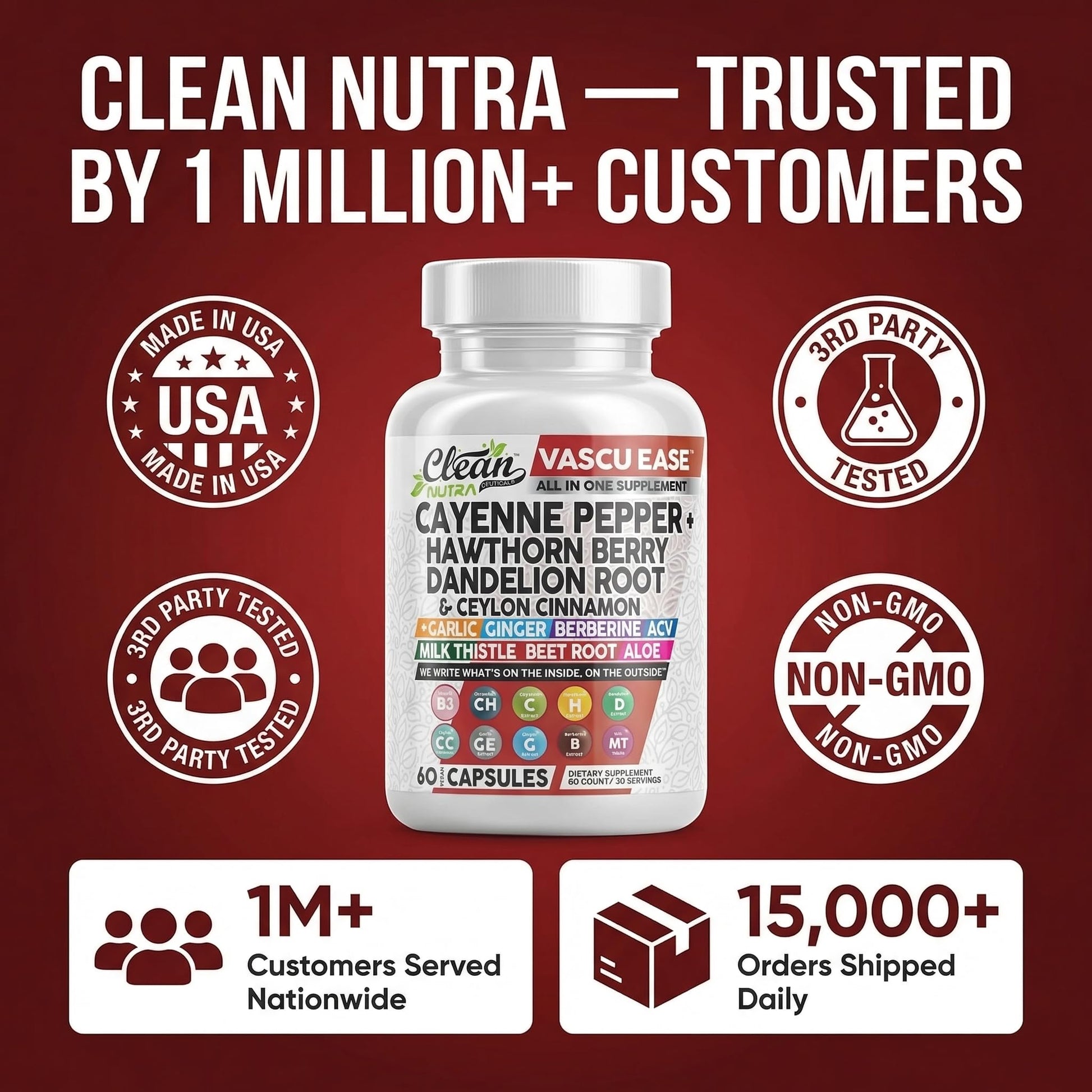 Clean Nutra Cayenne Pepper Capsules Supplement with Hawthorn Berry, Dandelion Root, Ceylon Cinnamon, Garlic, Ginger, Berberine, Apple Cider Vinegar, Milk Thistle, Beet Root, Aloe Vera Pills & More Clean Nutraceuticals Au supplements