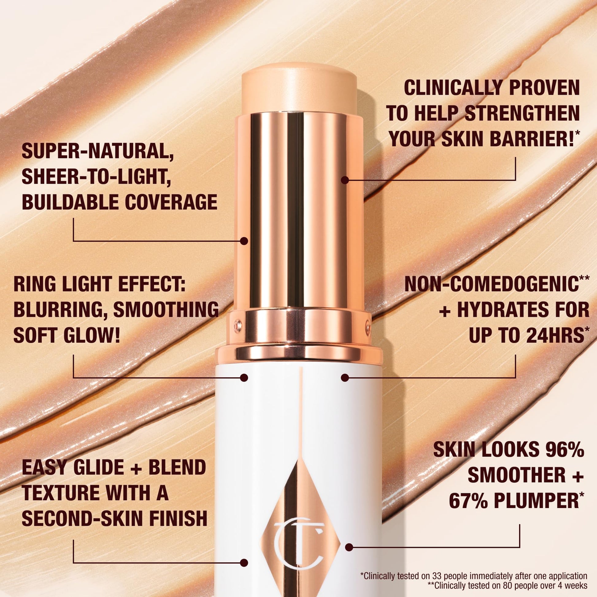 Charlotte Tilbury Unreal Skin Tint & Sheer Glow Hydrating Foundation Stick - Cream Foundation Makeup with Sheer-to-Light Coverage & a Buildable Formula - Blurring, Smoothing & Nourishing - 3 Fair Charlotte Tilbury Au supplements