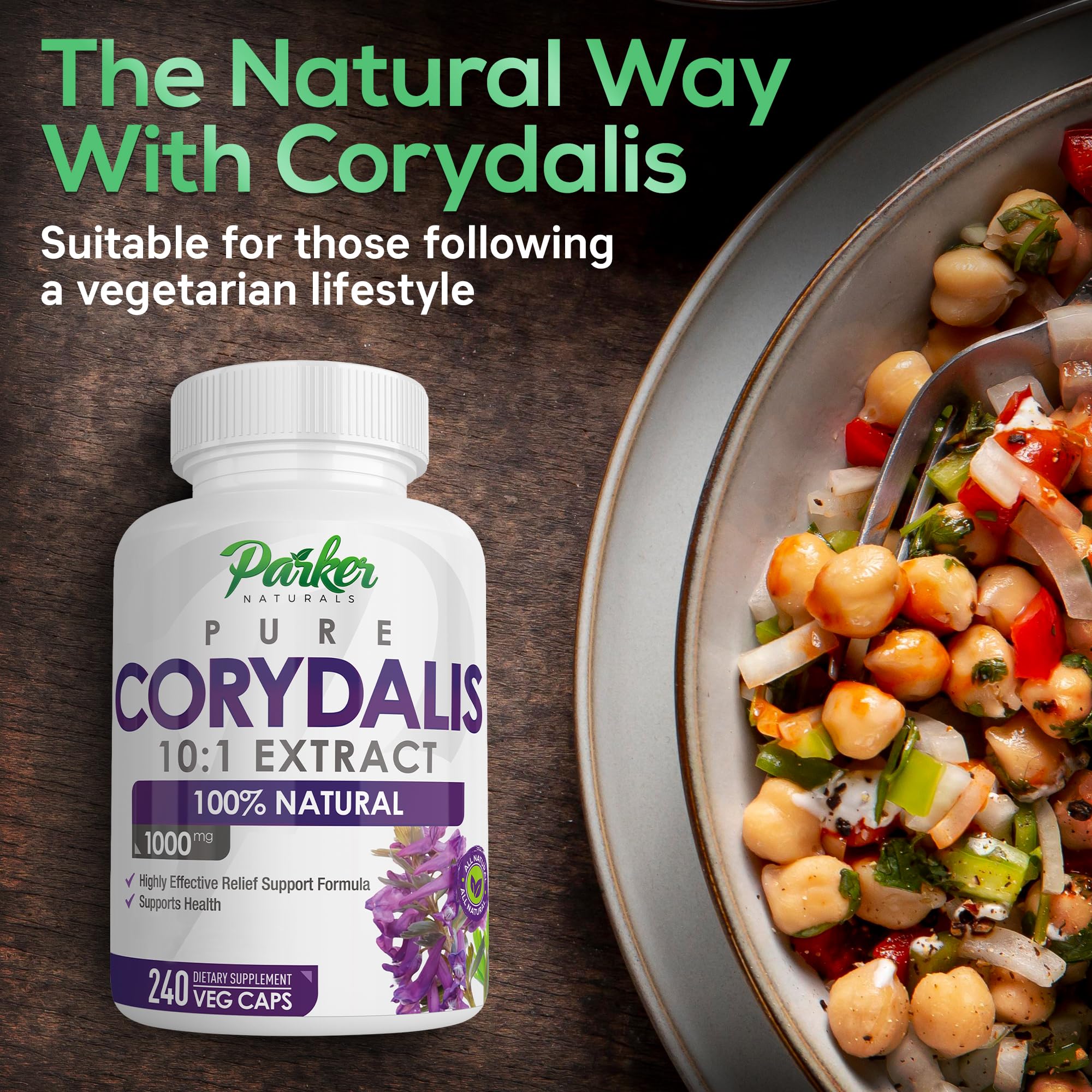 Parker Naturals Pure Corydalis Root Extract Capsule - 1000mg Strength, 10:1 Corydalis Yanhusuo Extract, Natural Relief, Long Lasting, 100% Vegetarian, 120 Servings, 240 Count Parker Naturals Au supplements