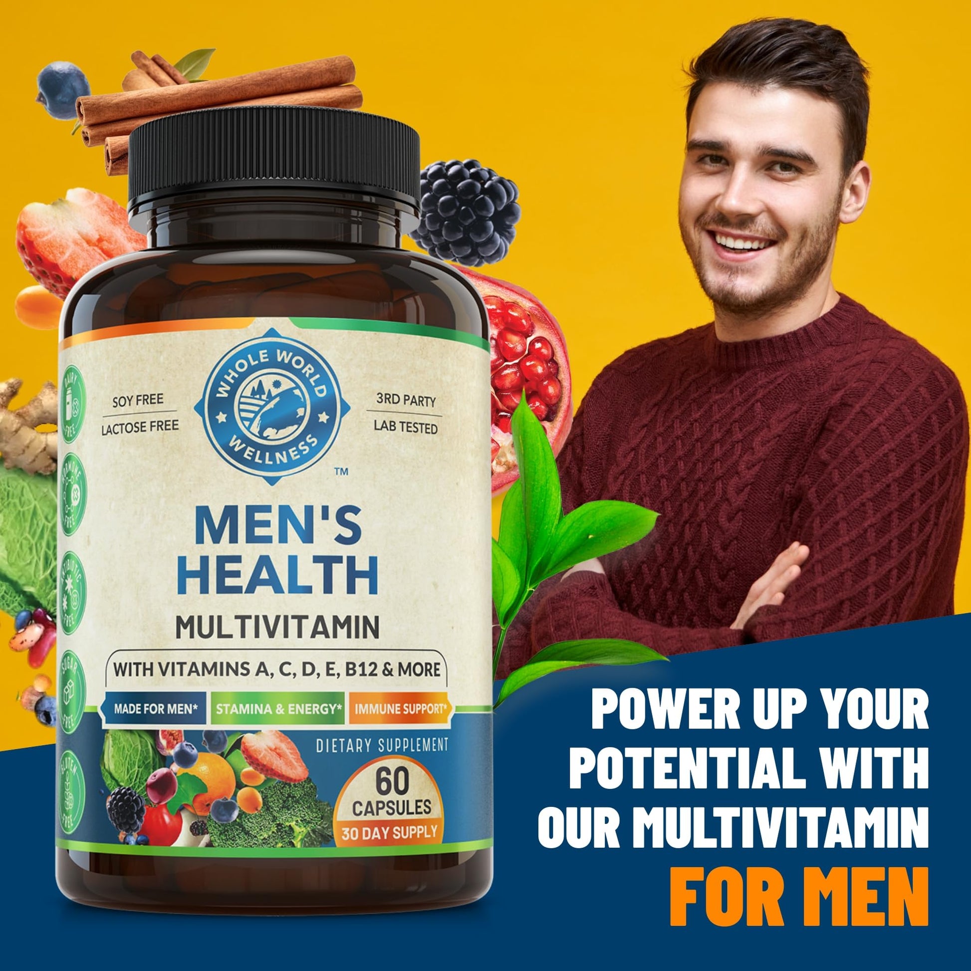 Womens Daily Multivitamins & Mens Daily Multivitamins Bundle (One Bottle Each) - Supports Holistic Wellness, Including Energy & Focus. Multivitamin & Multimineral Blend. Made in The USA. WHOLE WORLD WELLNESS Au supplements