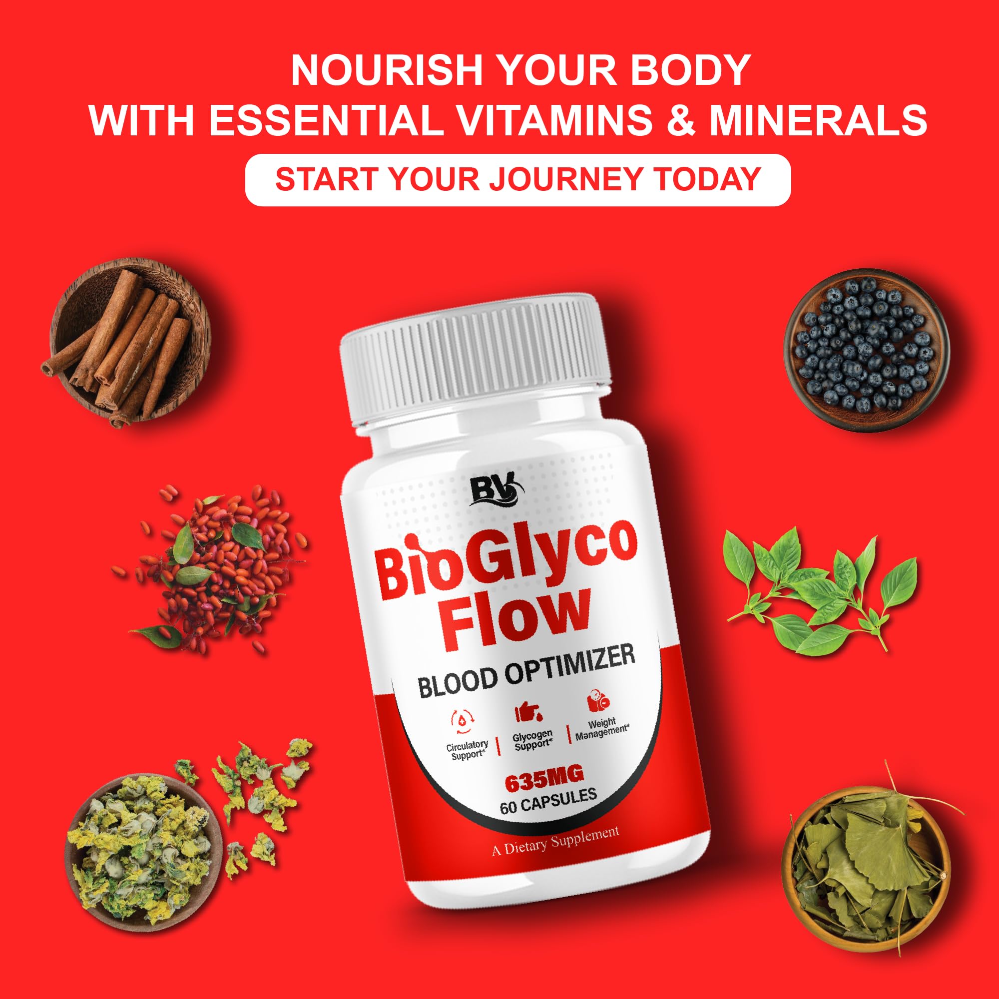 BioGlyco Flow Advanced Daily Multivitamin Health Support and All Natural Wellness Supplement Formula, BioGlyco Flow Premium Health and Wellness Support Formula Supplement (2 Pack - 120 Capsules) BLUE VIBE Au supplements