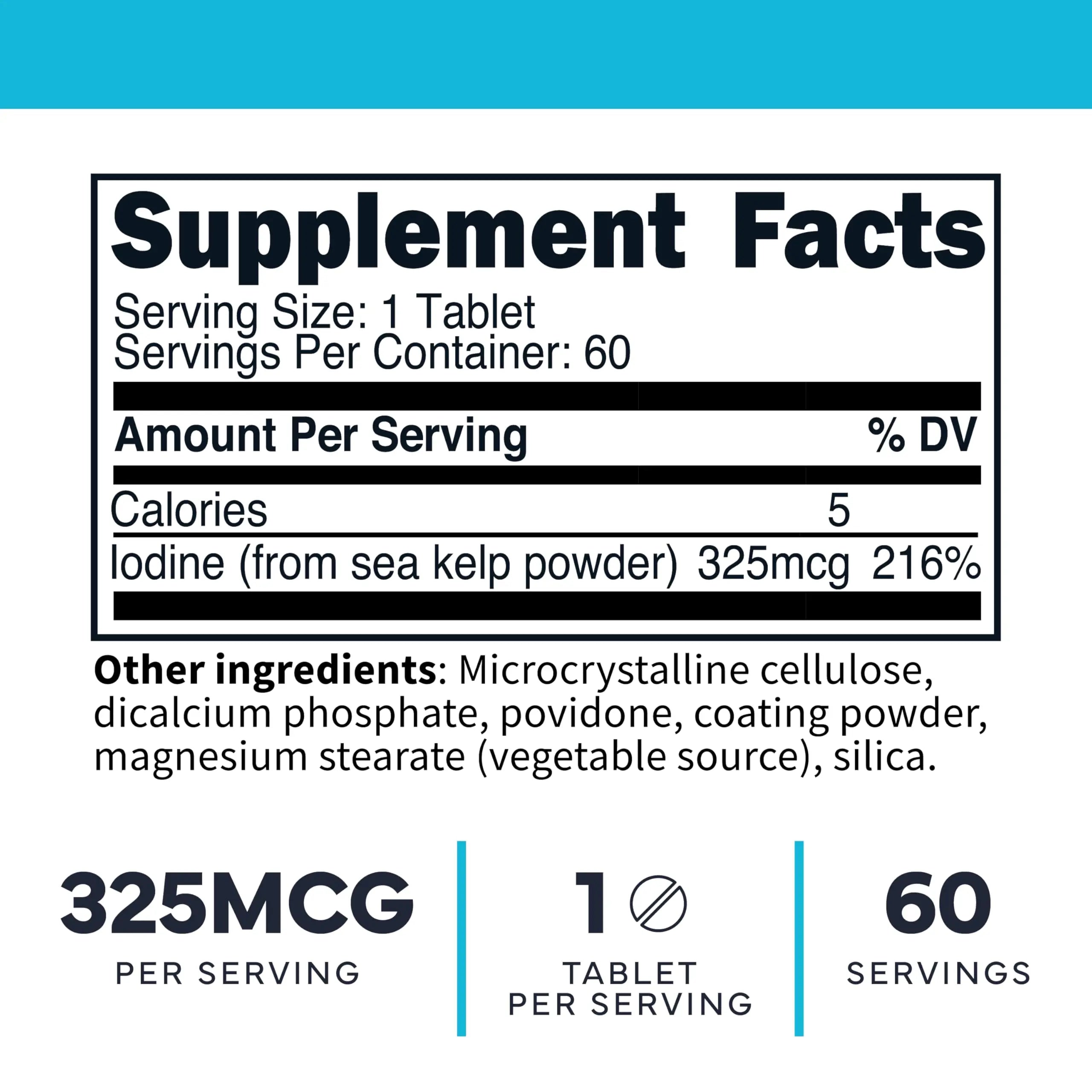 Type Zero Clean Iodine Tablets (60 Servings, 325 MCG Per Serving) - from Sea Kelp, Non-GMO, Gluten Free Type Zero Au supplements