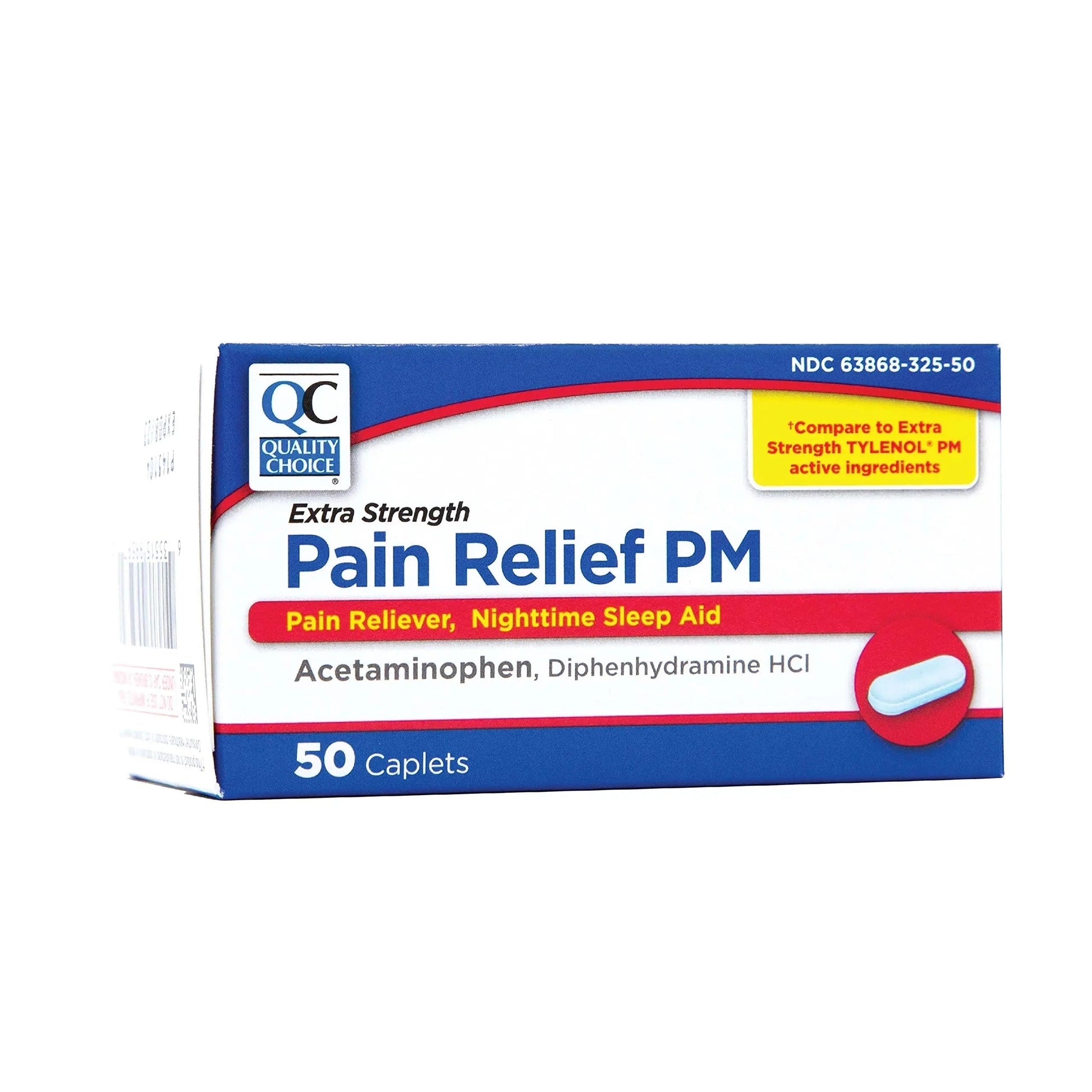 Quality Choice Extra Strength Pain Relief PM, Pain Reliever and Nighttime Sleep Aid, Acetaminophen 500 mg & Diphenhydramine HCI 25 mg (Sleep Aid), 50 Count Package of Caplets Quality Choice Au supplements