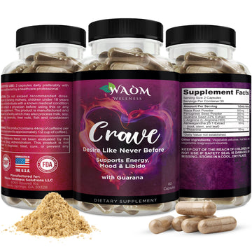 Waòm Wellness Crave – Women’s Desire Booster with Maca, Ashwagandha & L-Theanine – Natural Energy, Mood & Hormone Balance Support – 60 Vegan Capsules Waòm Wellness Au supplements
