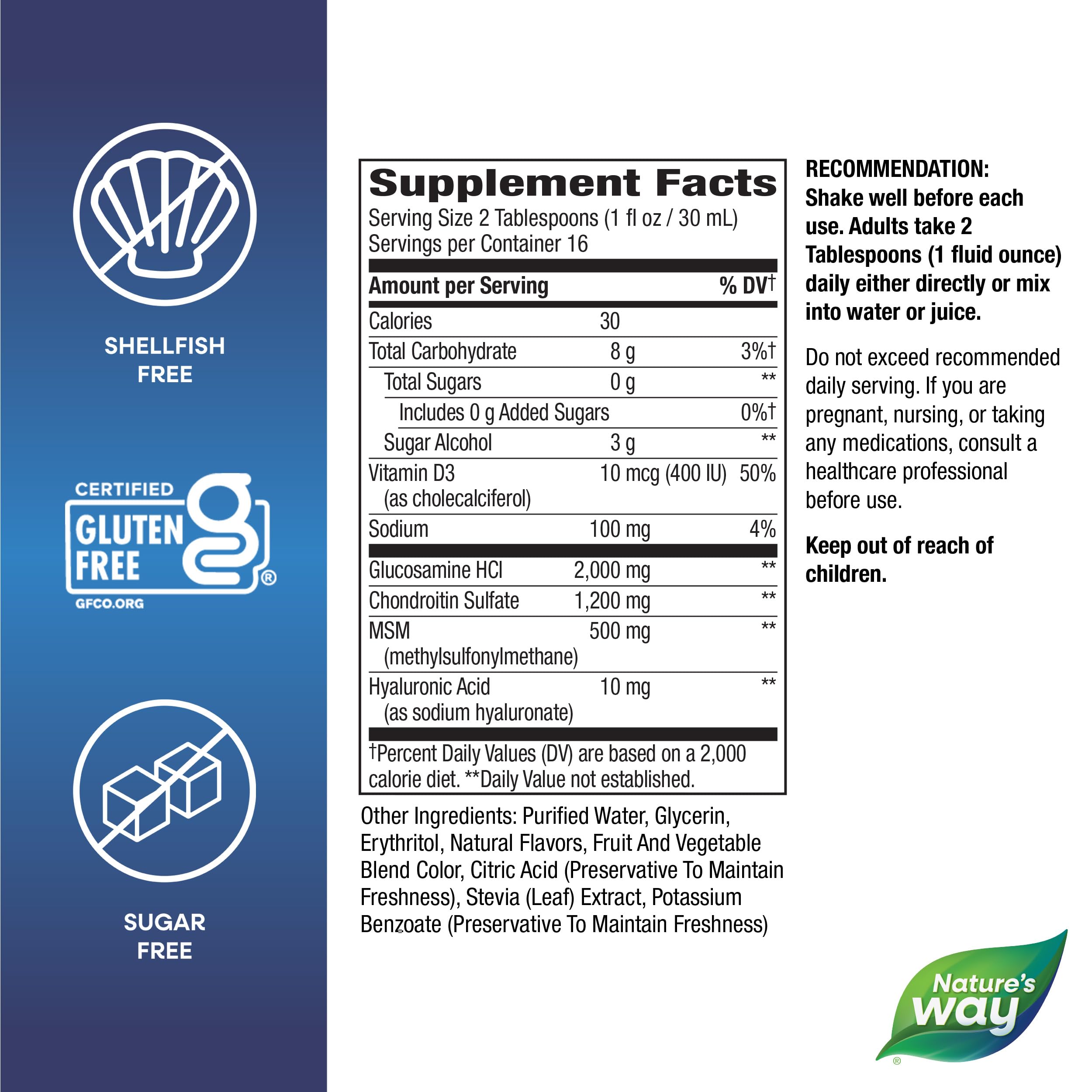 Nature's Way Joint Movement Glucosamine Fast Absorbing Liquid, Ultra Strength, Supports Healthy Bones*, Liquid Glucosamine Chondroitin, MSM with Vitamin D3, Berry Flavored, 16 Fl Oz Nature's Way Au supplements
