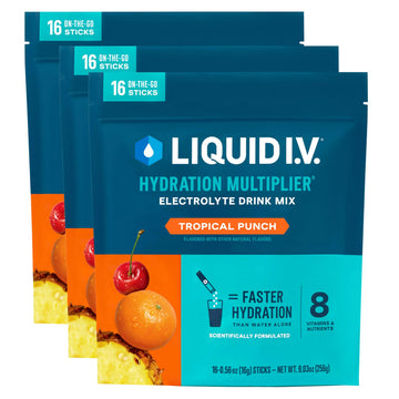 Liquid I.V.® Hydration Multiplier - Tropical Punch | Electrolyte Powder Drink Mix | 3 Pack (48 Servings) Liquid I.V. Au supplements