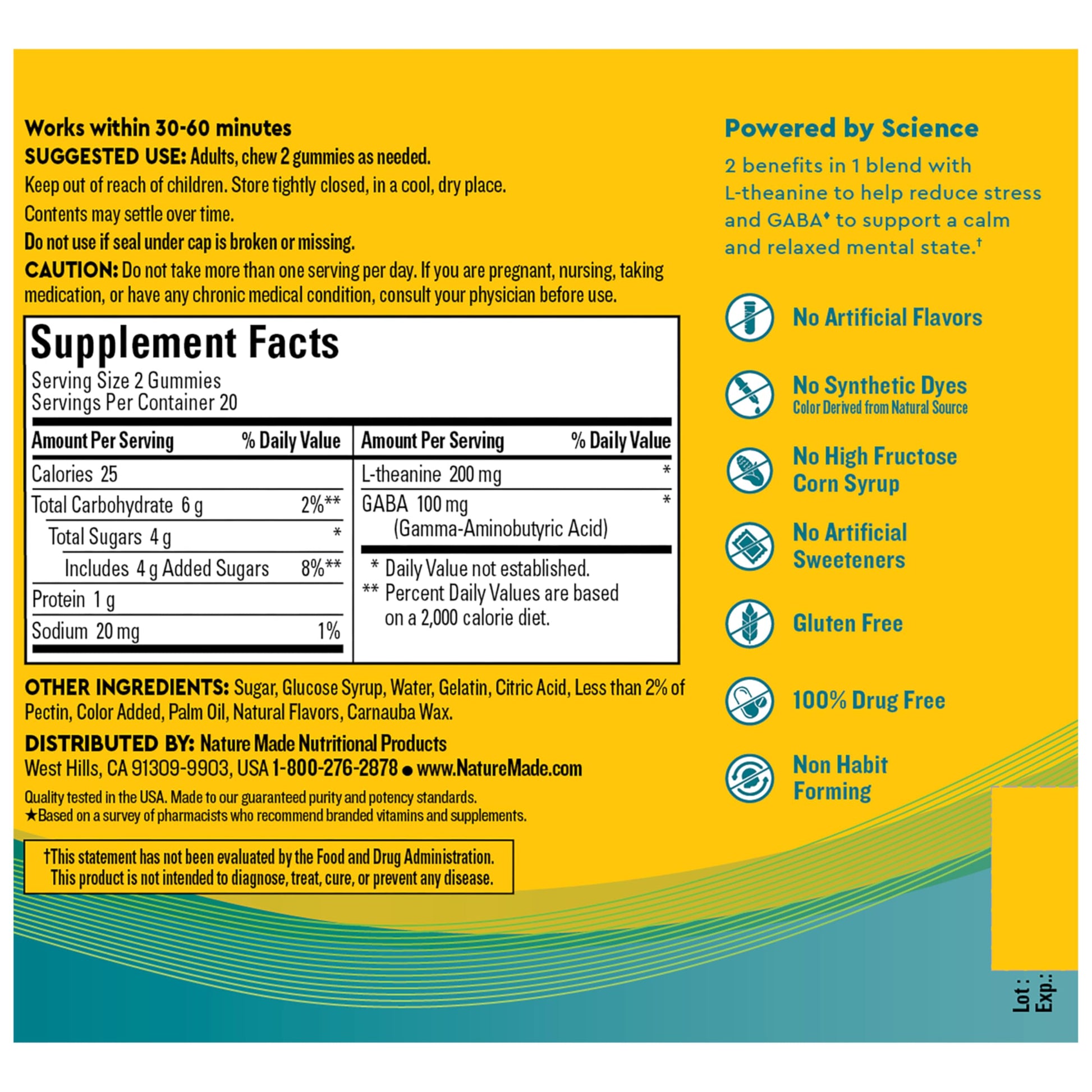 Nature Made Wellblends Stress Relief Gummies, L theanine 200mg to Help Reduce Stress, with GABA 100mg, Same Day Stress Support, 40 Strawberry Flavor Gummies Nature Made Au supplements