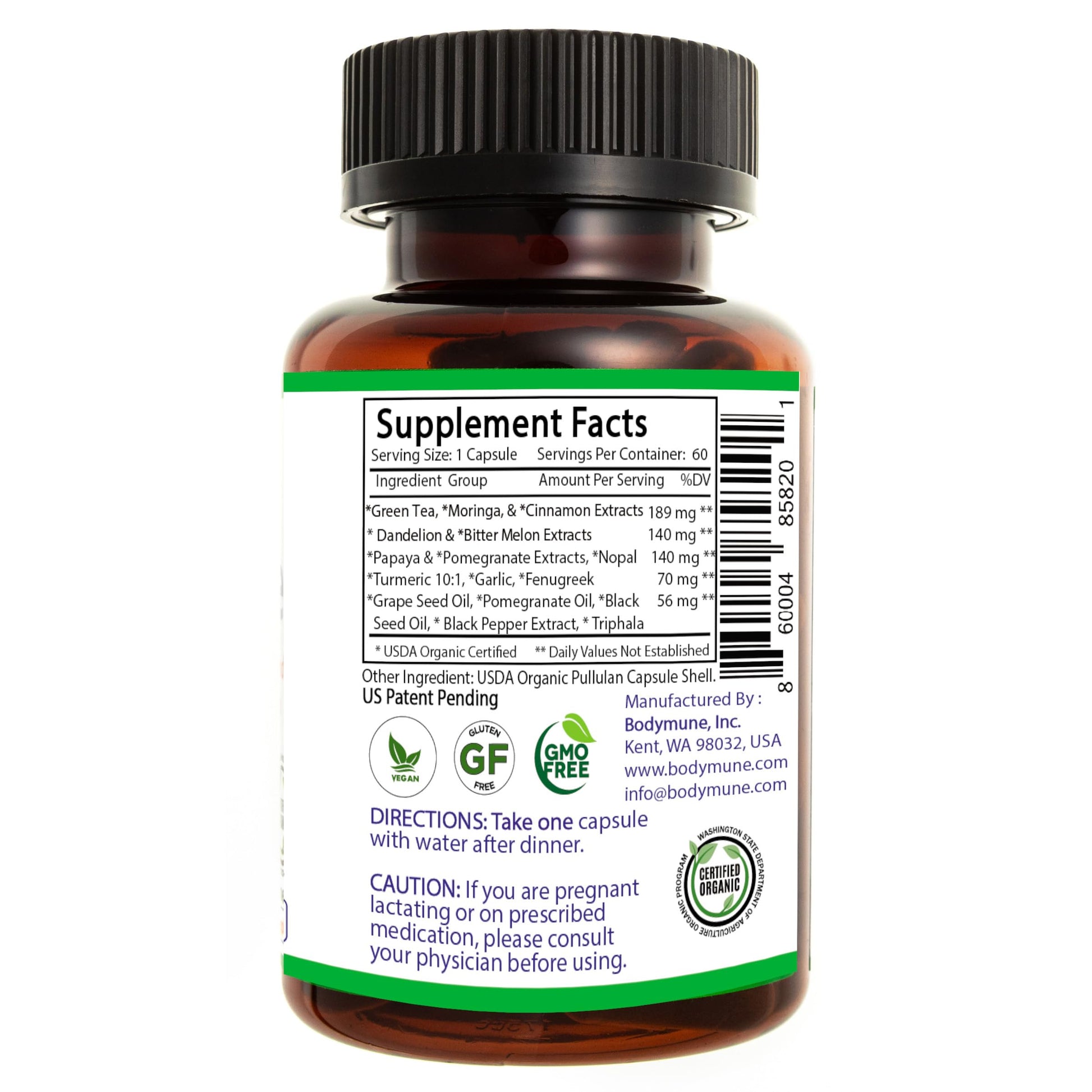 Bodymune Heart Health Blend Cholesterol Support – Organic Cardiovascular & Circulation Supplement – with Green Tea, Pomegranate & Black Seed Oil – 66 Capsules – USDA Organic, Vegan Bodymune Au supplements