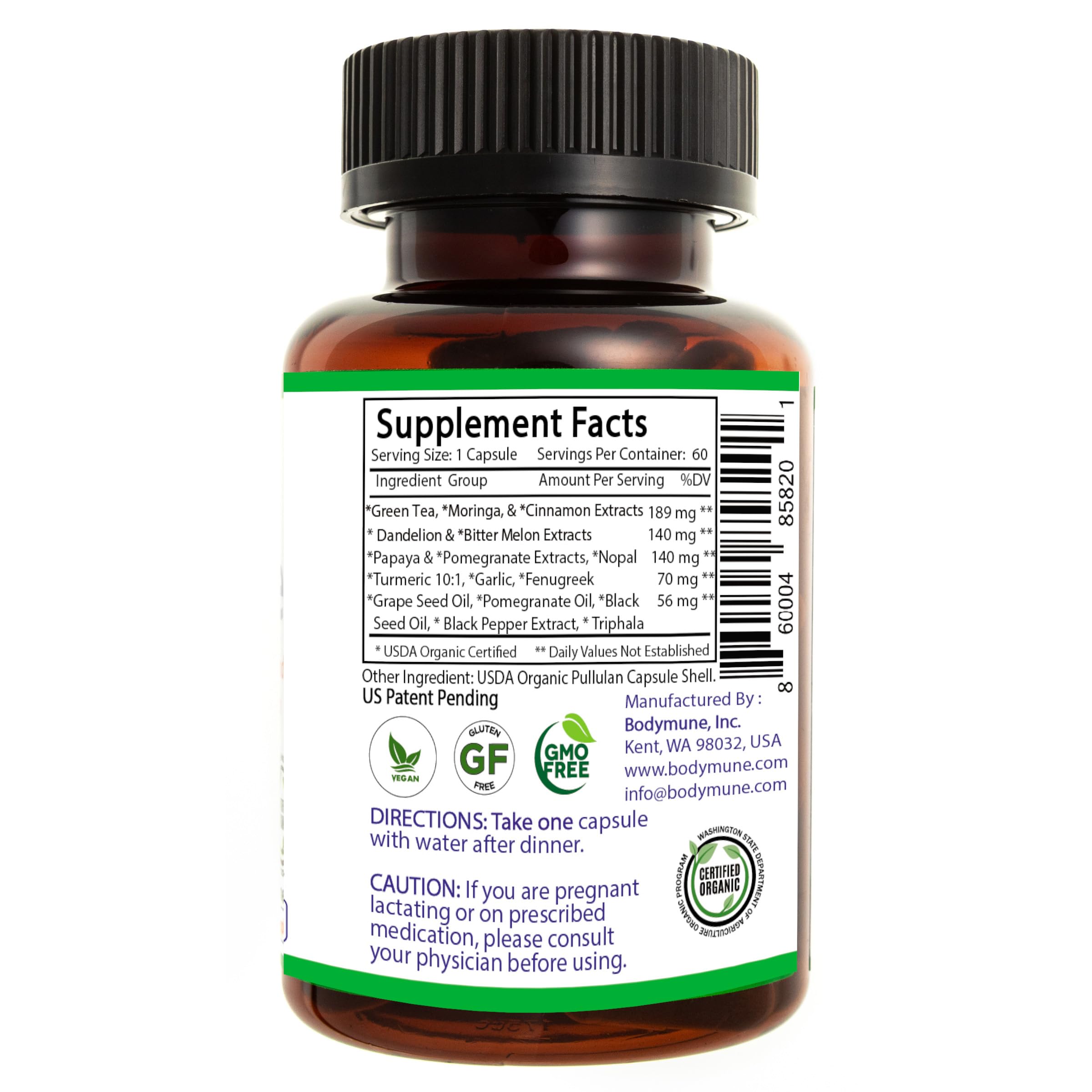 Bodymune Heart Health Blend Cholesterol Support – Organic Cardiovascular & Circulation Supplement – with Green Tea, Pomegranate & Black Seed Oil – 66 Capsules – USDA Organic, Vegan Bodymune Au supplements