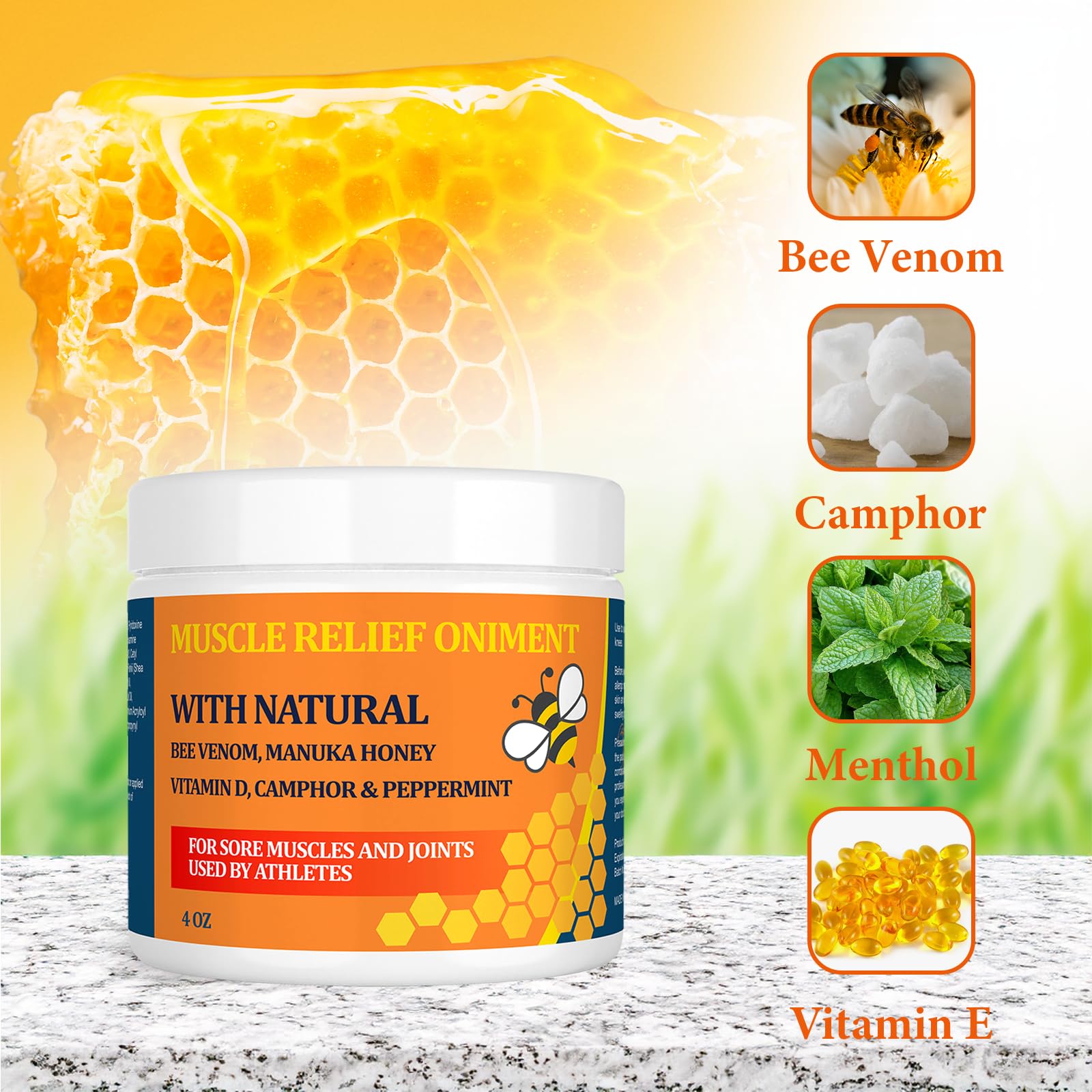 Beeswax and Honey Fast Acting Joint Muscle Bone Cream, Immediate Help for Back, Neck, Hand, Feet, Knee, Shoulder, Topical, Nerve, Plantar, Ankle, Foot Discomfort, Natural Added YOKOBBYES Au supplements