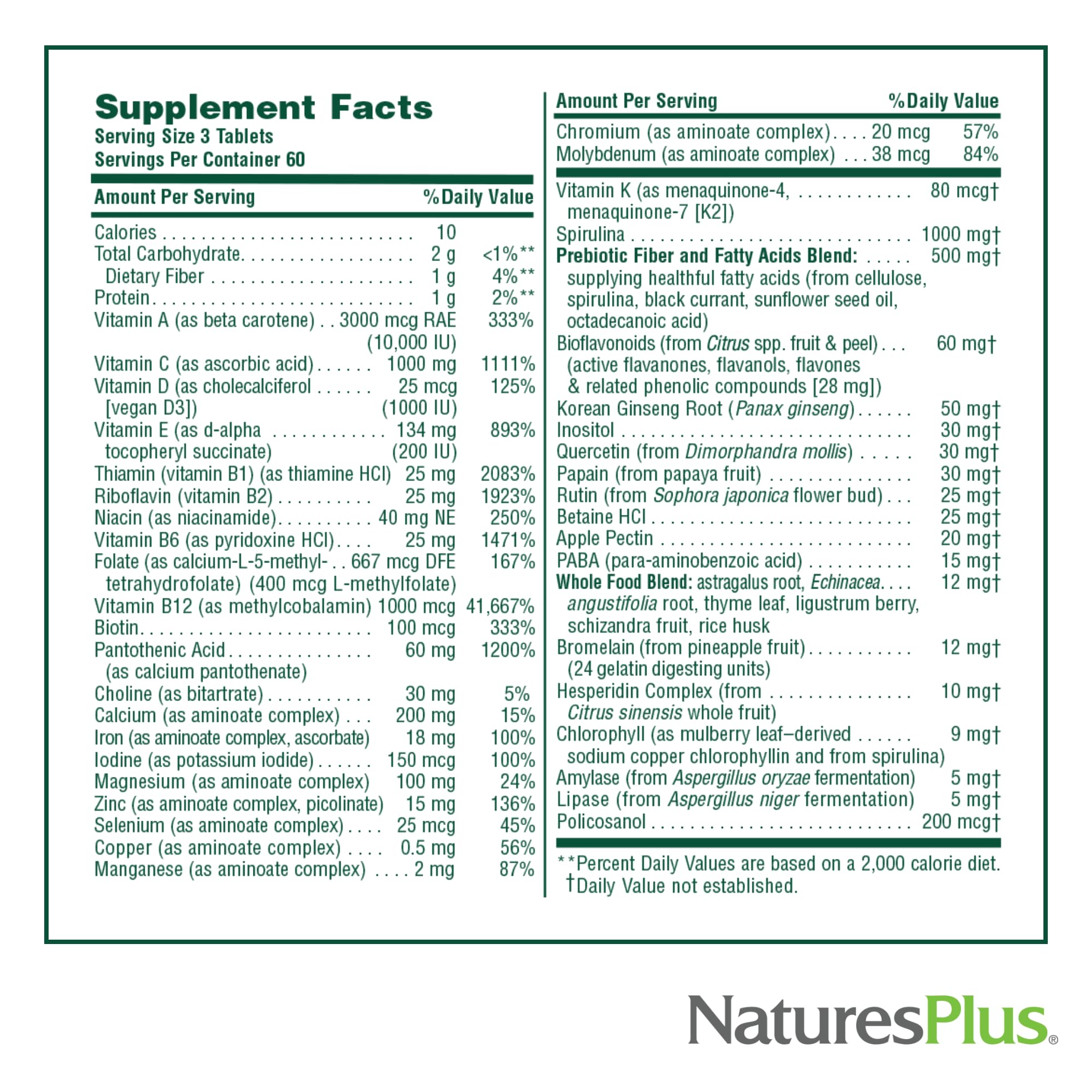 NaturesPlus Source of Life - 180 Tablets, Pack of 2 - Multivitamin & Mineral Supplement with Concentrated Whole Foods - Gluten Free, Vegetarian - 120 Total Servings NaturesPlus Au supplements