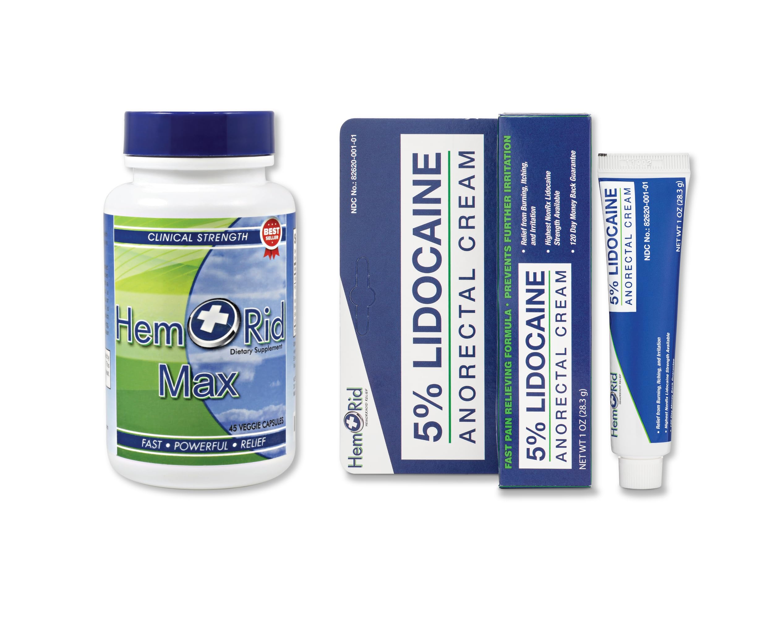 HemRid Max and Maximum Strength Lidocaine Cream - Hemorrhoid Relief Bundle for Fast Internal & External Support - Hemorrhoid Pills & Hemorrhoidal Lidocaine Cream for Rapid Comfort & Soothing Care HemRid Au supplements