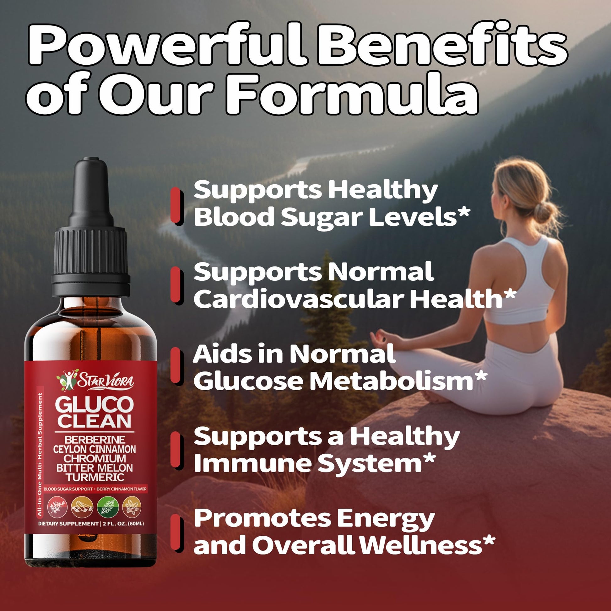 StarViora Gluco Clean Sugar-Free Herbal Blend with Berberine & Chromium, Bitter Melon, Ginseng and Alpha Lipoic Acid for Daily Wellness StarViora Au supplements