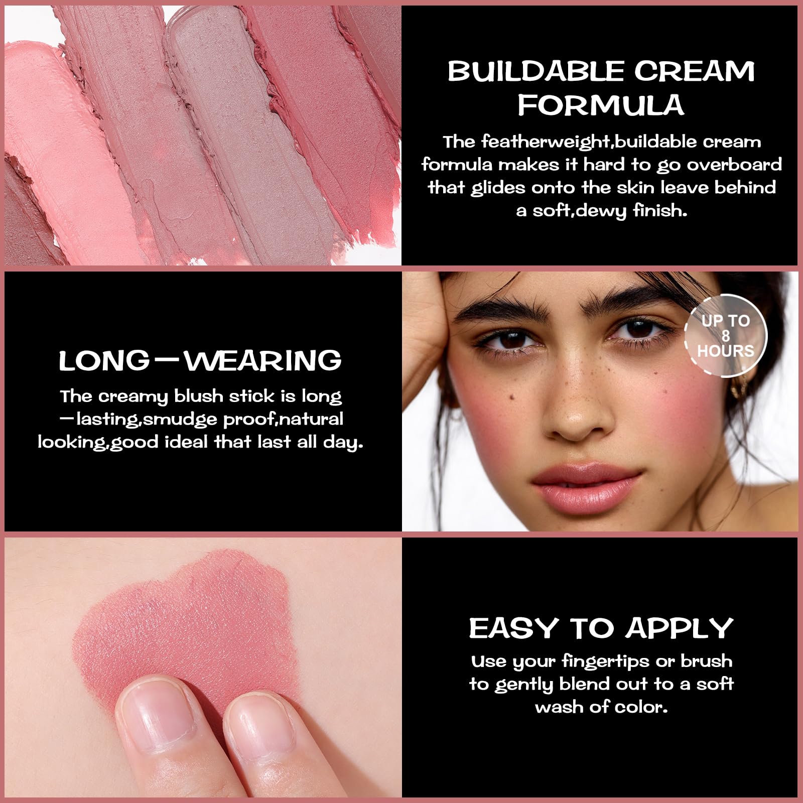FOCALLURE Cream Blush Makeup,Buildable Blush Stick for Cheeks,Matte and Dewy Finish,Long Wearing,Easy Application,Lightweight Multi Stick,ROSE FLUSH FOCALLURE Au supplements