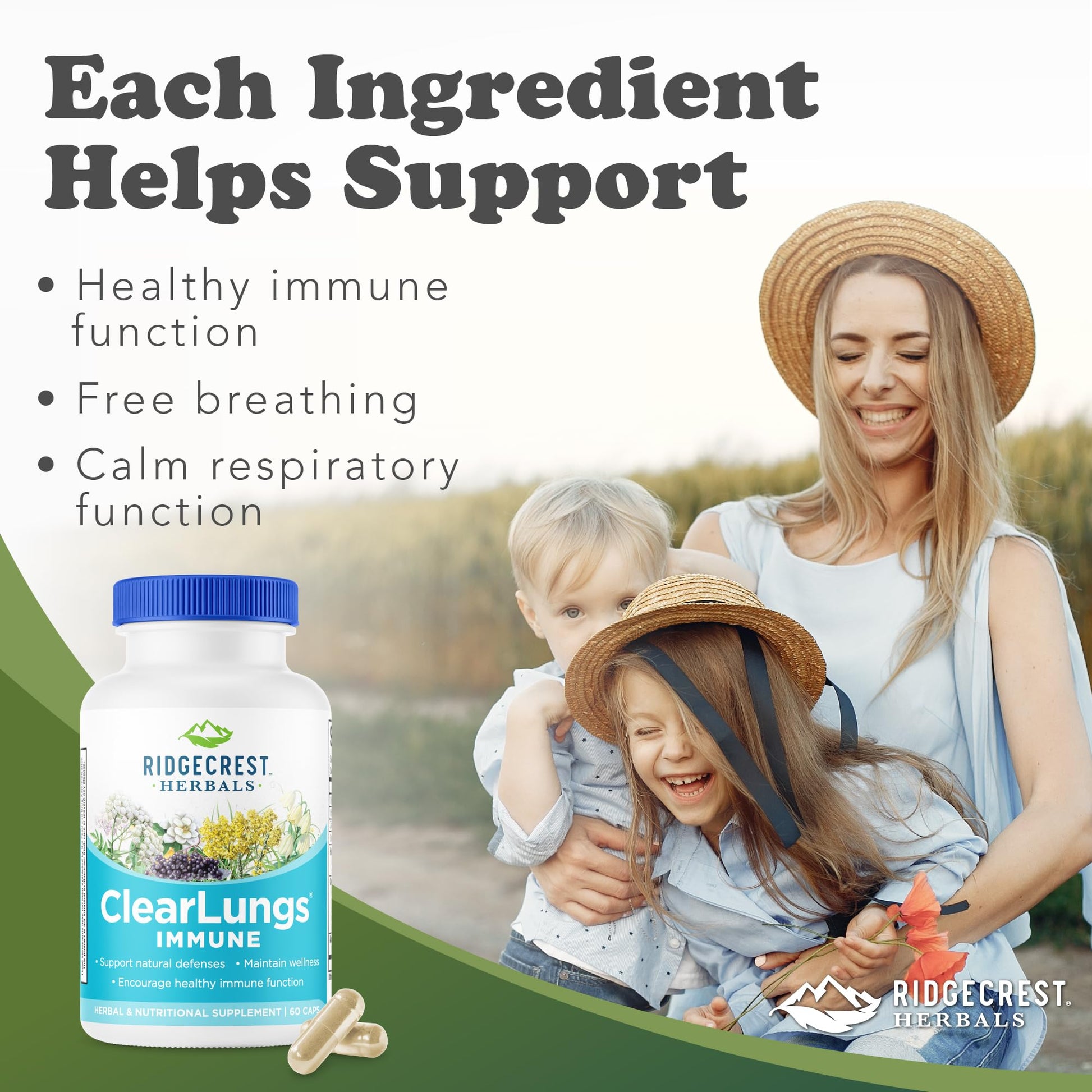 RidgeCrest Herbals ClearLungs Immune, Lung Support Supplement with Elderberry, Zinc, Vitamin C, Vitamin A, Olive Leaf, Mullein, Lung Wellness Formula for Respiratory Health (60 Vegan Caps, 30 Serv) RidgeCrest Herbals Au supplements