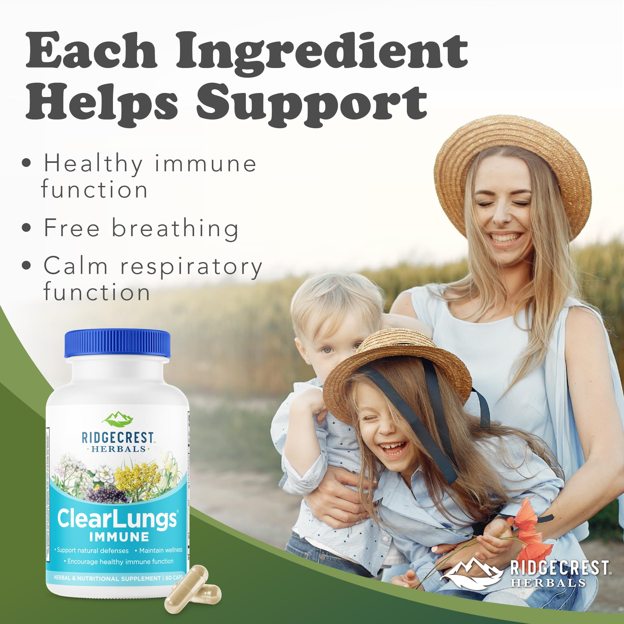 RidgeCrest Herbals ClearLungs Immune, Lung Support Supplement with Elderberry, Zinc, Vitamin C, Vitamin A, Olive Leaf, Mullein, Lung Wellness Formula for Respiratory Health (60 Vegan Caps, 30 Serv) RidgeCrest Herbals Au supplements