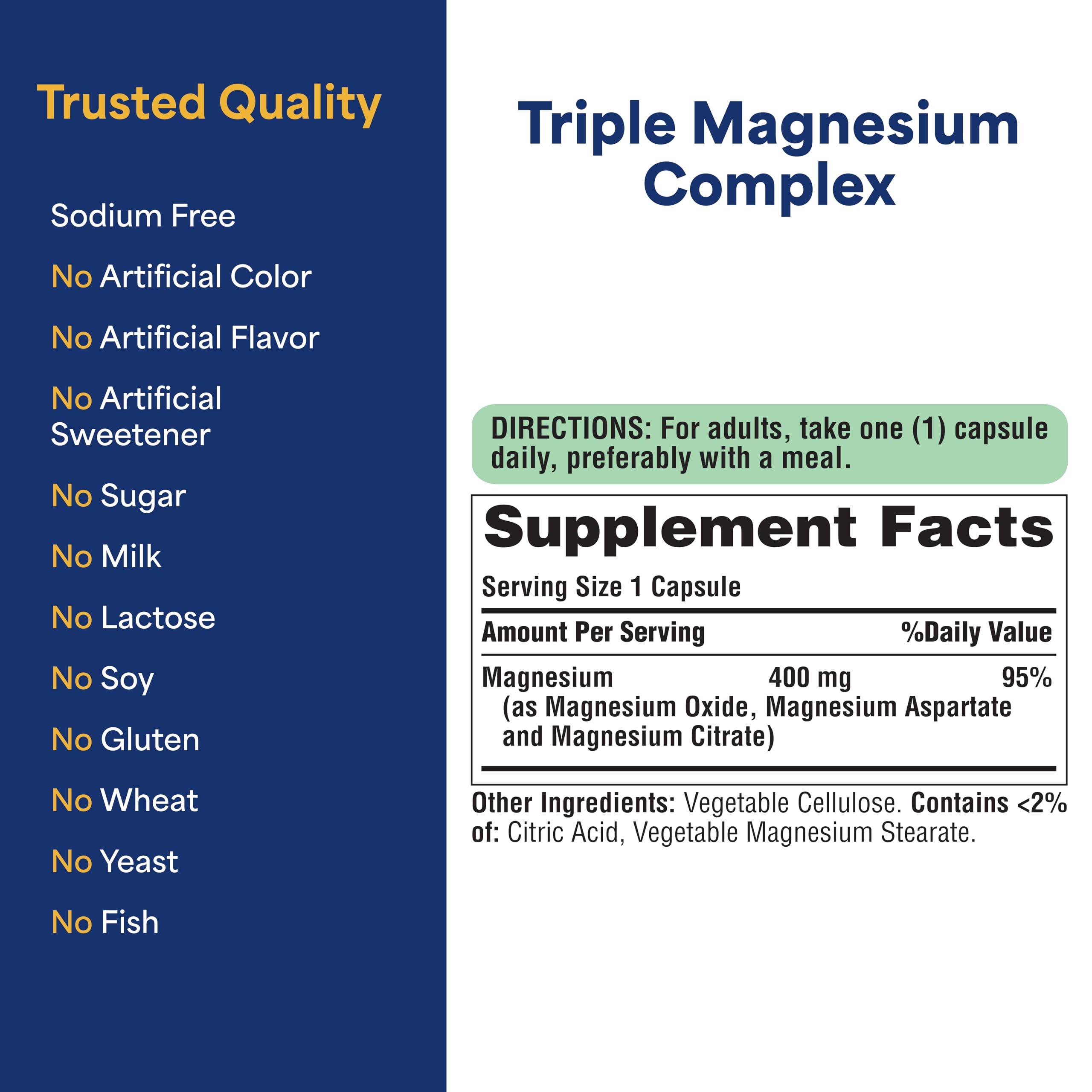 Puritan's Pride Triple Magnesium Complex with Magnesium Oxide, Aspartate, and Citrate 400mg, Dietary Supplement for Muscle, Heart, Nerve, and Bone Support, 120 Rapid Release Capsules Puritan's Pride Au supplements