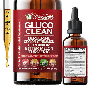 StarViora Gluco Clean Sugar-Free Herbal Blend with Berberine & Chromium, Bitter Melon, Ginseng and Alpha Lipoic Acid for Daily Wellness StarViora Au supplements