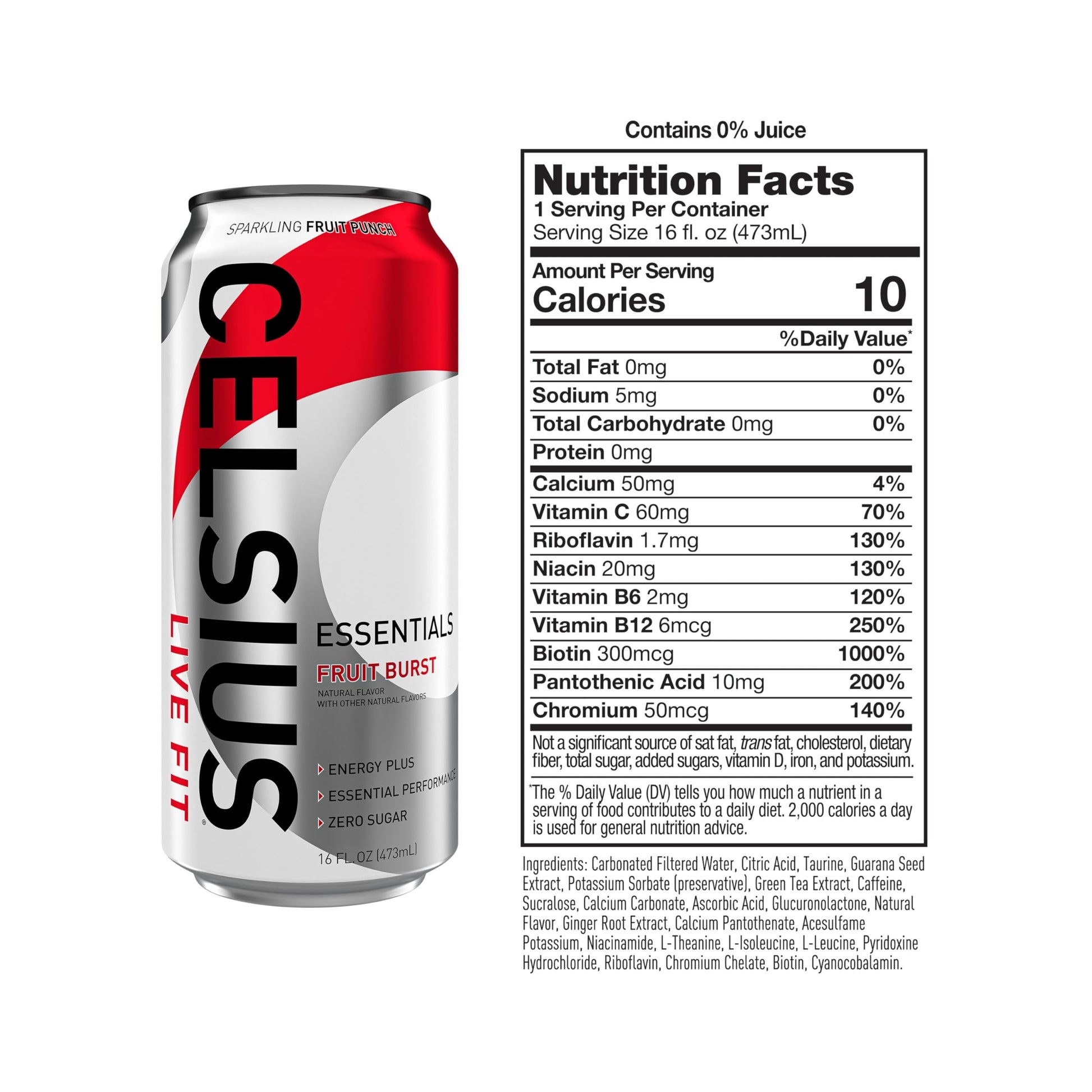 CELSIUS ESSENTIALS, Sparkling Fruit Burst, Performance Energy Drink 16 Fl Oz (Pack of 12) CELSIUS Au supplements