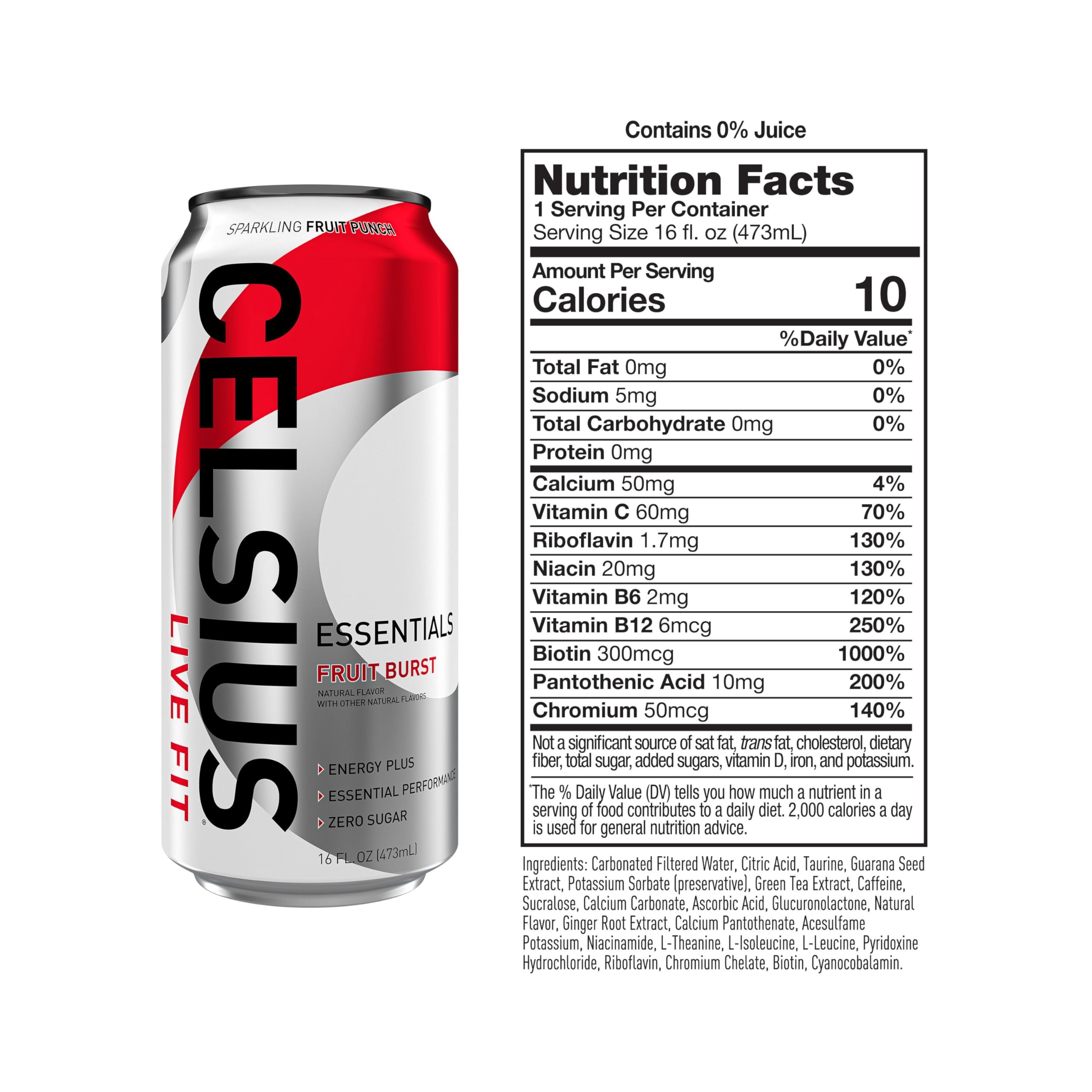 CELSIUS ESSENTIALS, Sparkling Fruit Burst, Performance Energy Drink 16 Fl Oz (Pack of 12) CELSIUS Au supplements