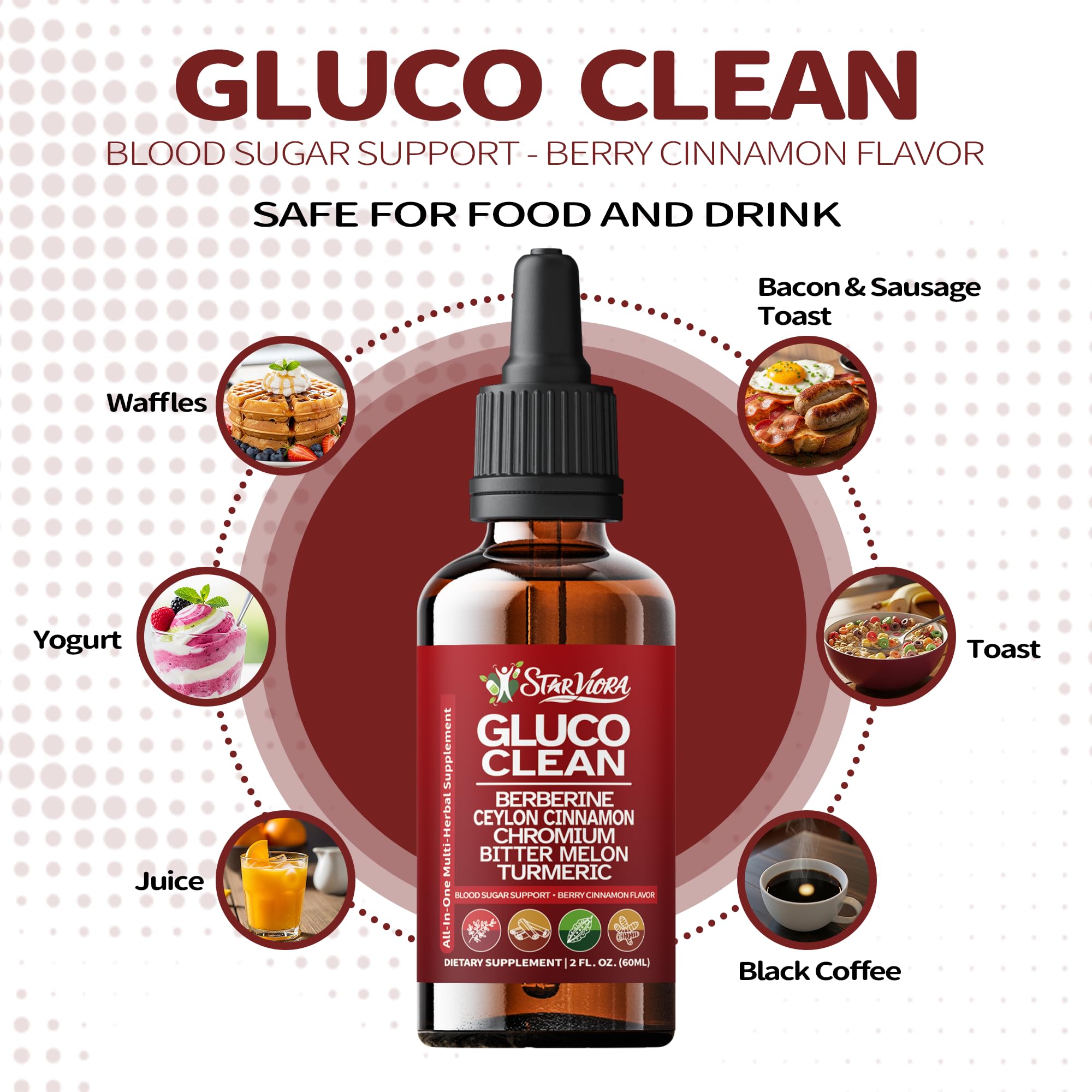 StarViora Gluco Clean Sugar-Free Herbal Blend with Berberine & Chromium, Bitter Melon, Ginseng and Alpha Lipoic Acid for Daily Wellness StarViora Au supplements